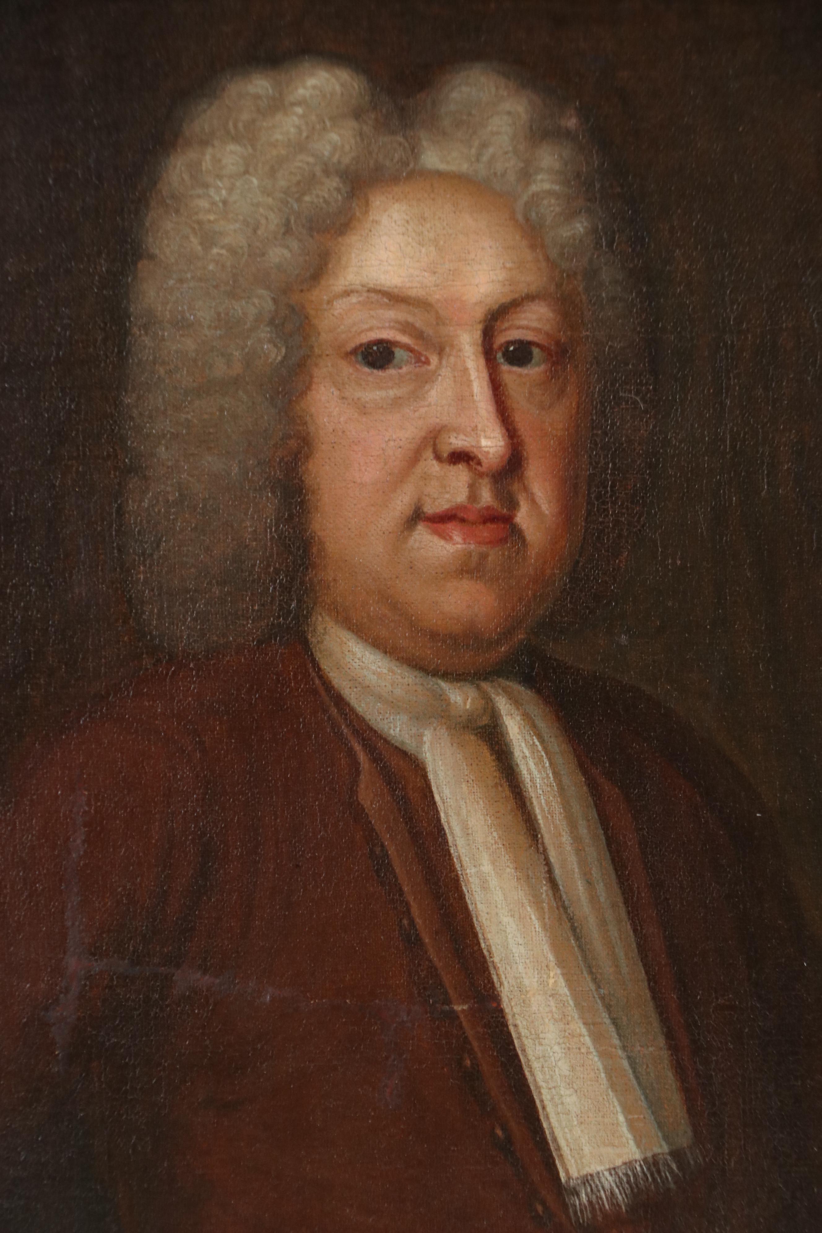 British School Tondo Oil Portrait of Nobleman, Circa 18th Century