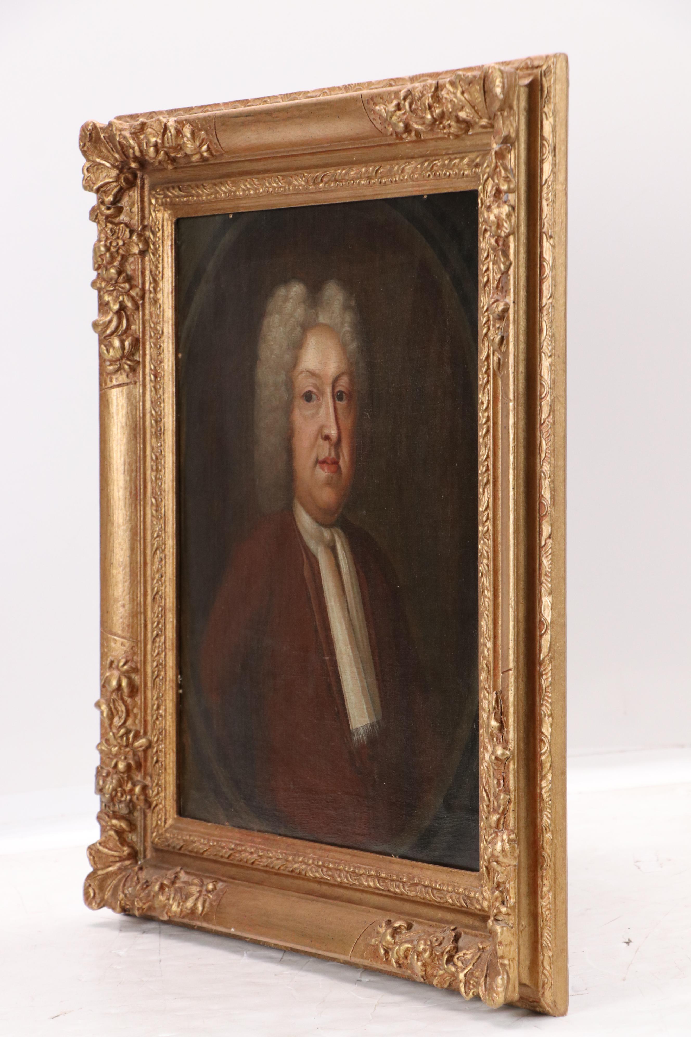 British School Tondo Oil Portrait of Nobleman, Circa 18th Century