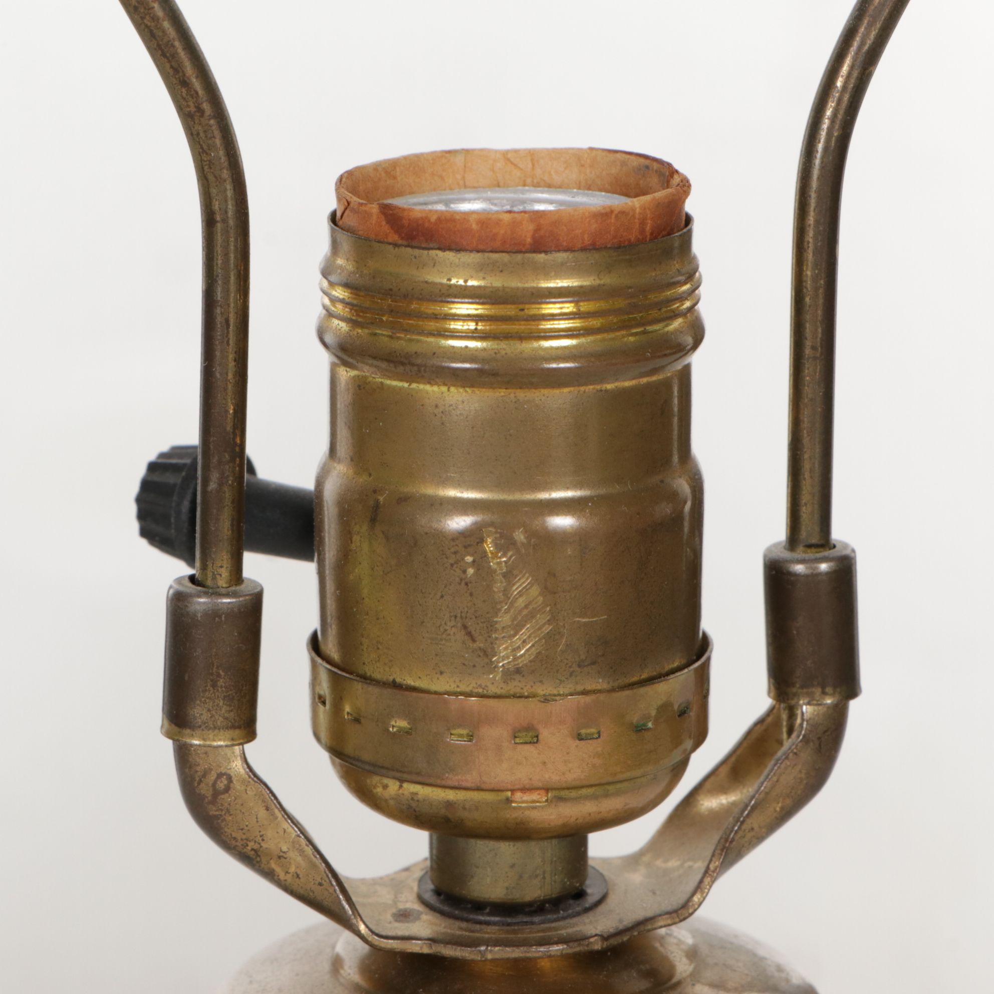 Milk Glass and Brass Table Lamp, Mid to Late 20th Century