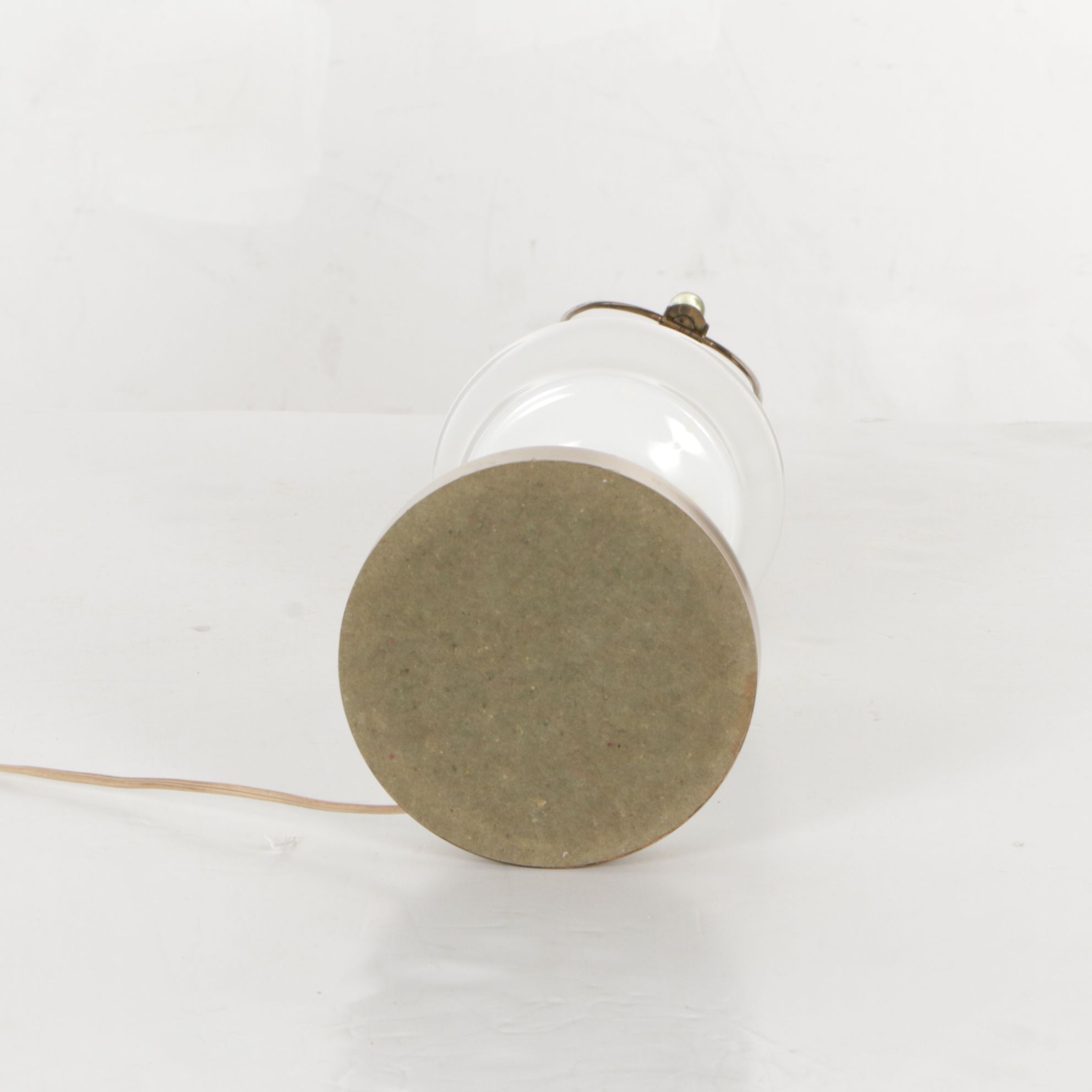 Milk Glass and Brass Table Lamp, Mid to Late 20th Century