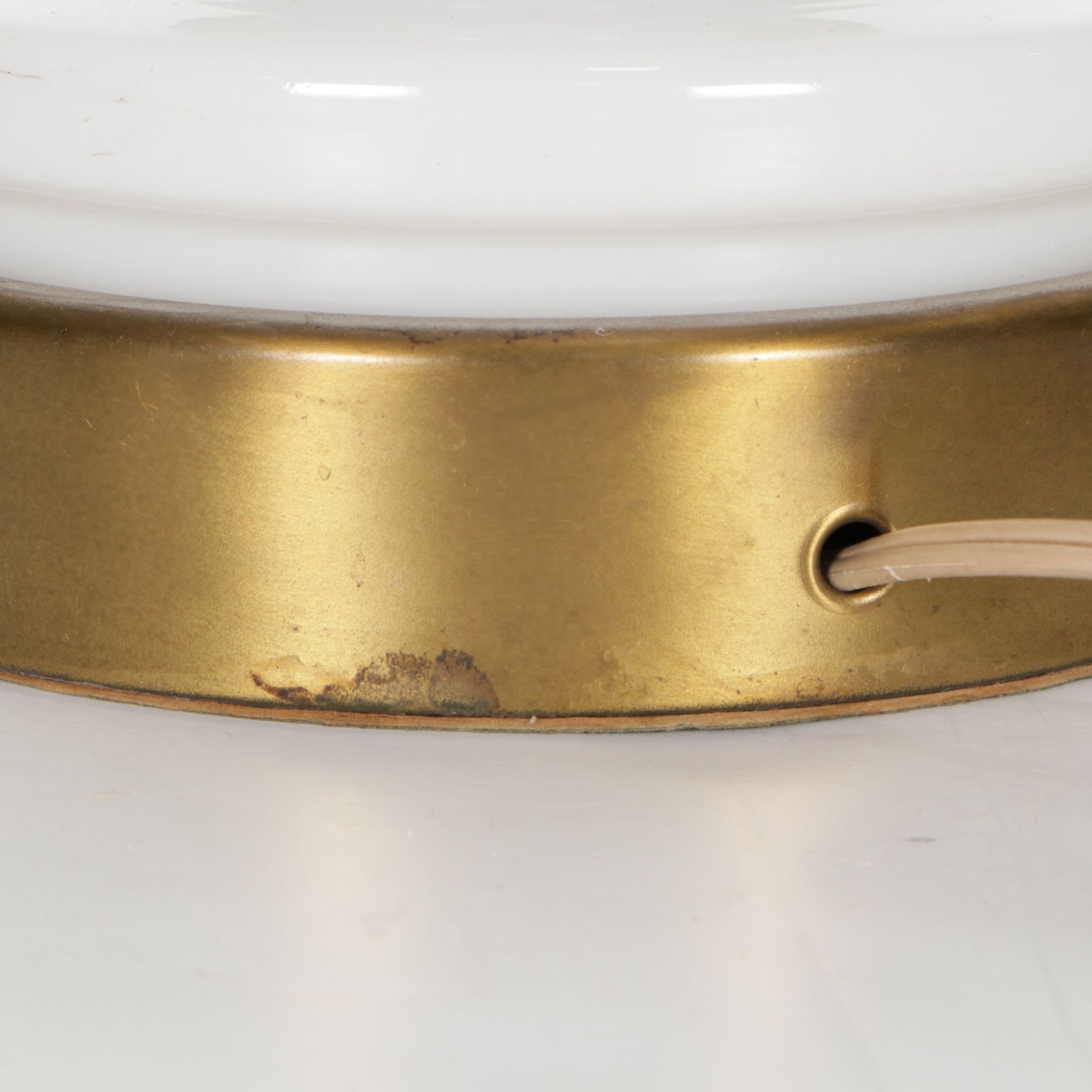 Milk Glass and Brass Table Lamp, Mid to Late 20th Century