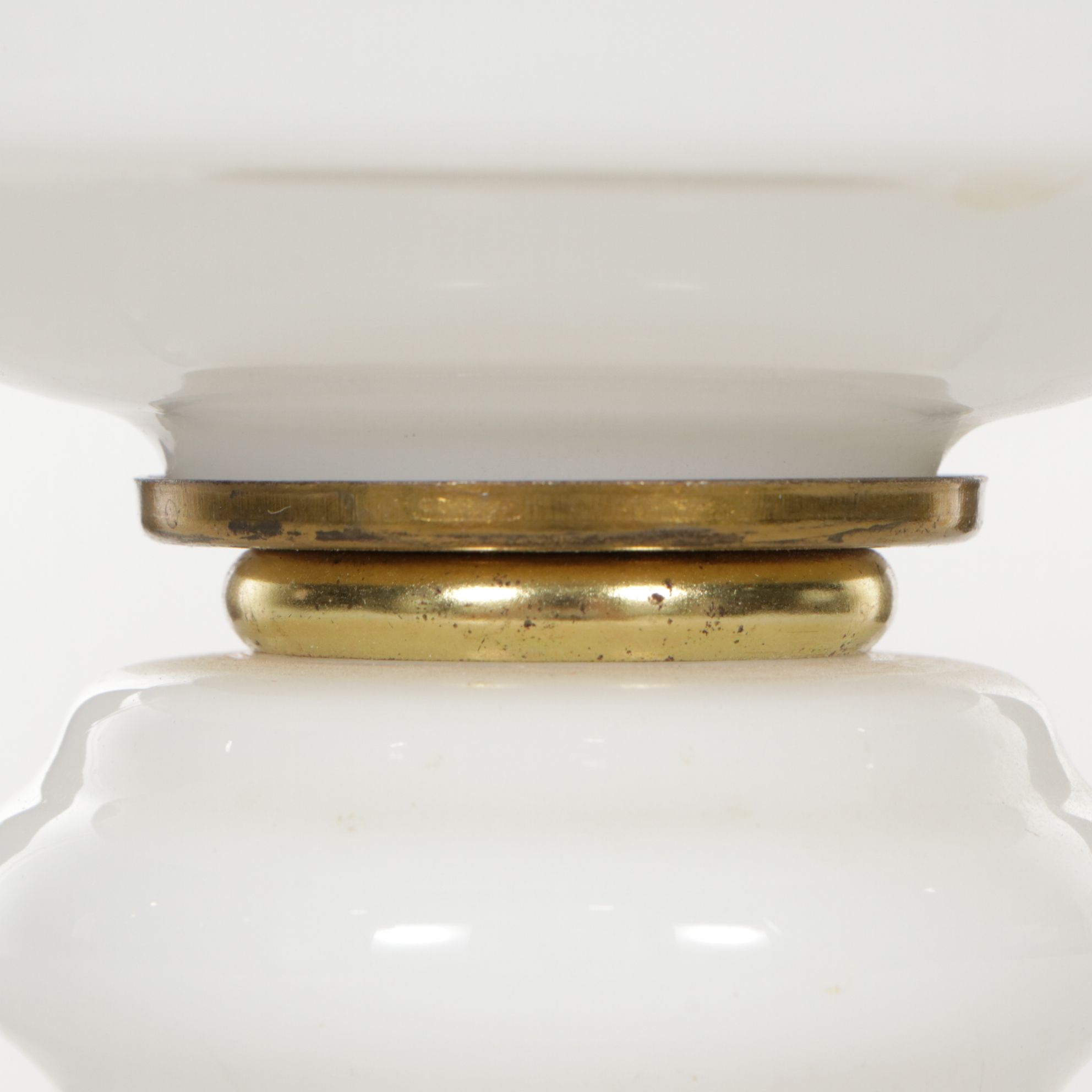 Milk Glass and Brass Table Lamp, Mid to Late 20th Century