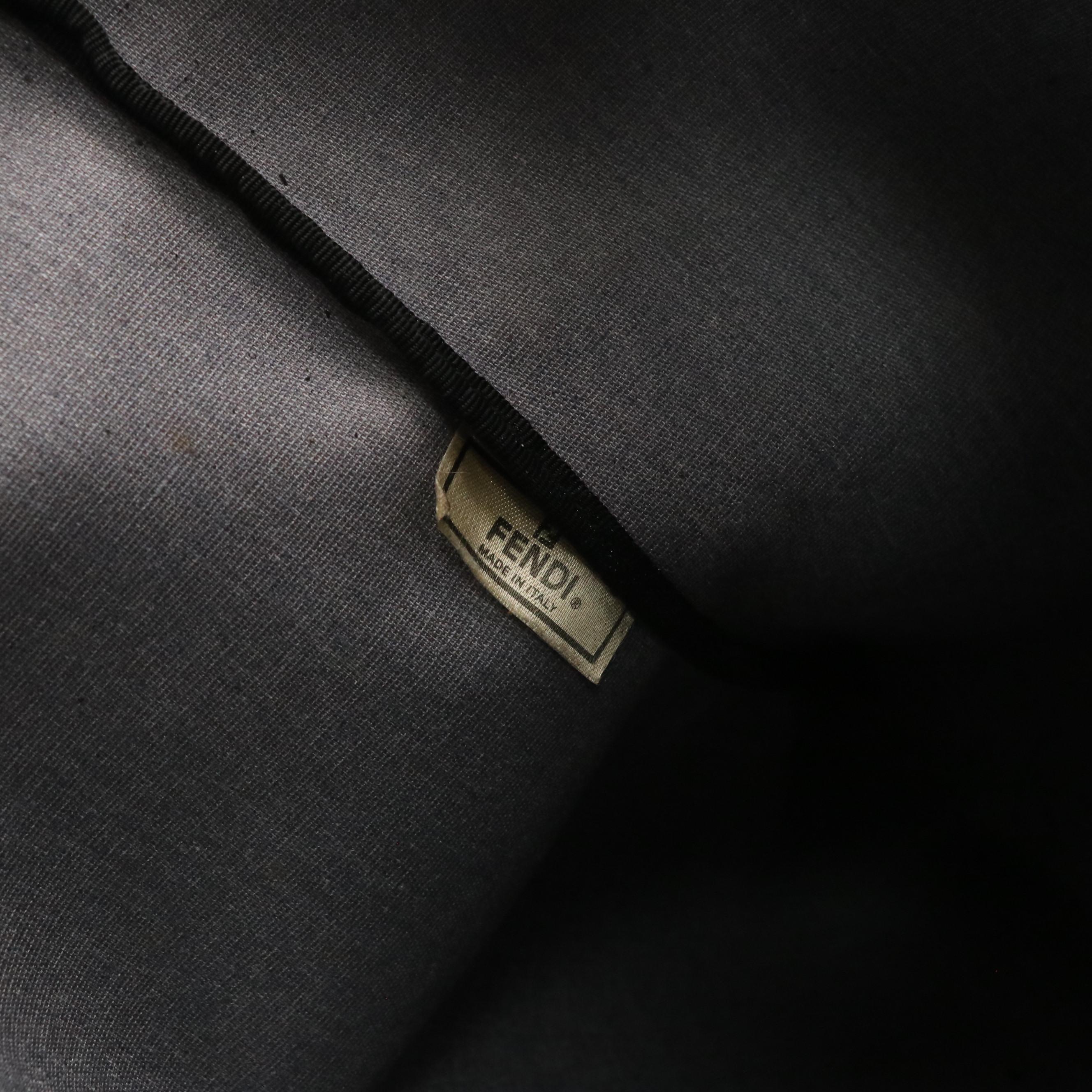 Fendi Handbag Tote in Checked Canvas and Black Leather Trim