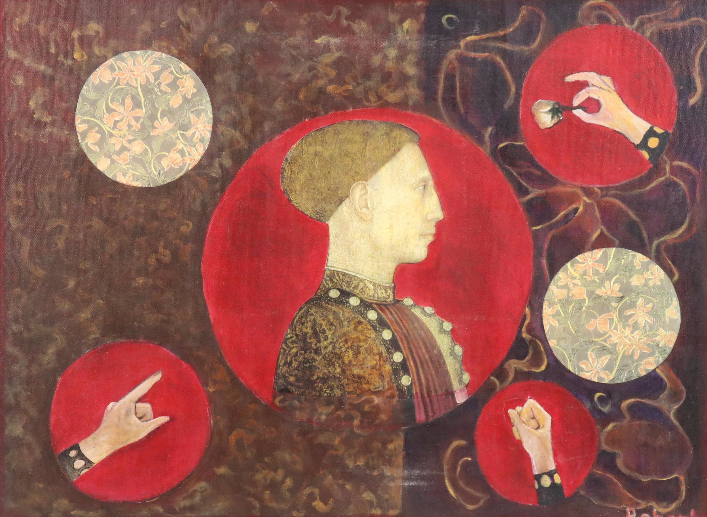 Ann Roberts Mixed Media Painting "Renaissance Man," 21st C.