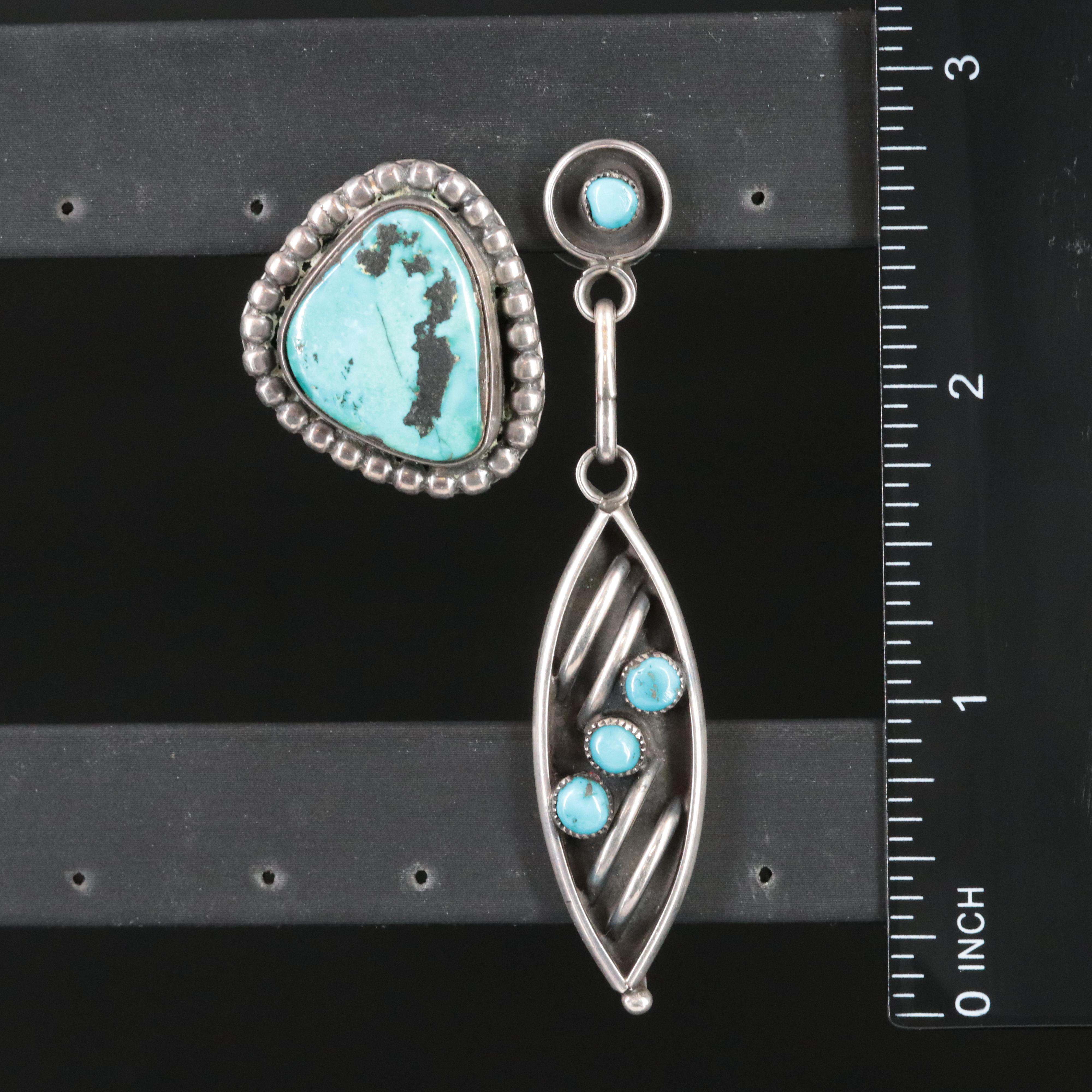 Southwestern Sterling Turquoise Drop Earrings
