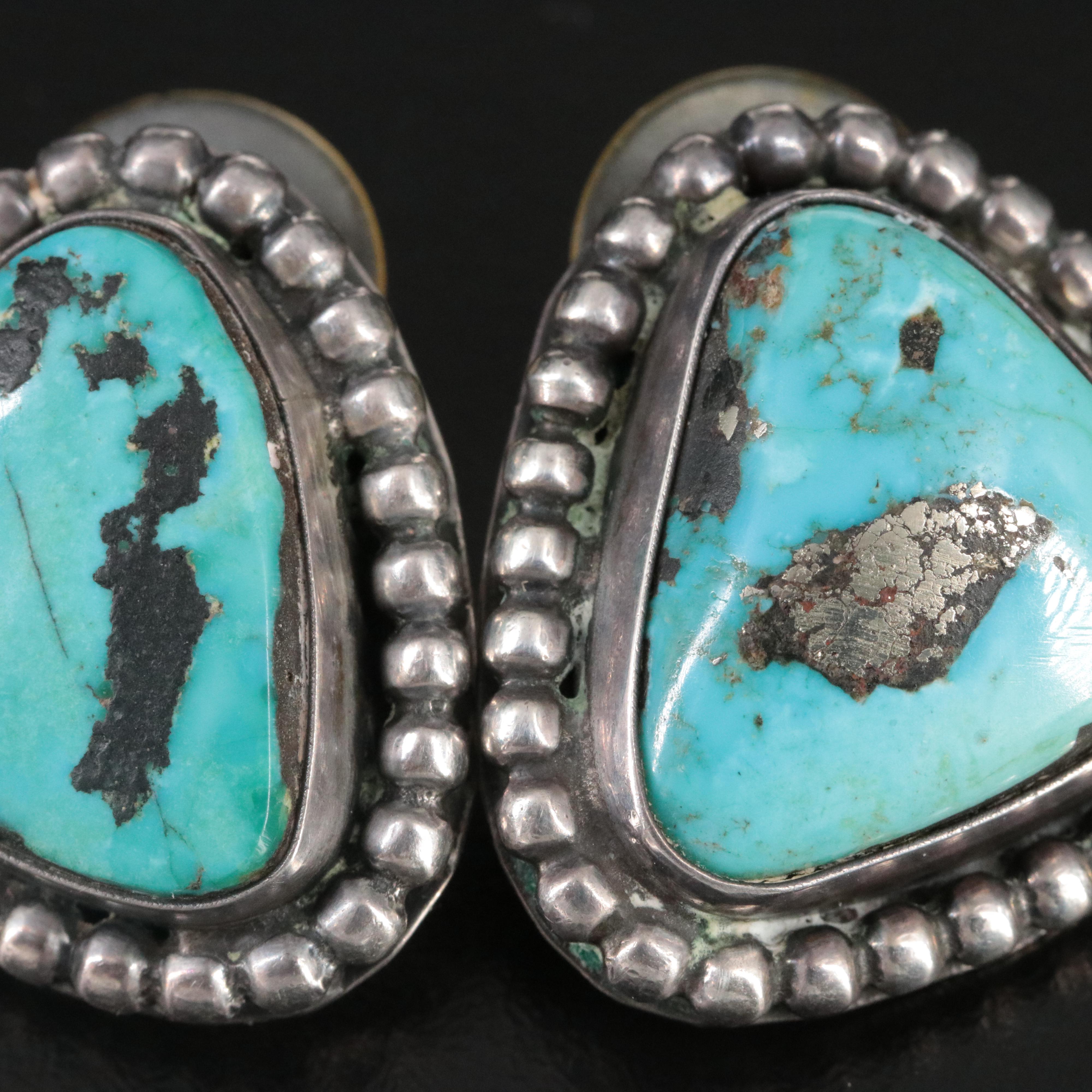 Southwestern Sterling Turquoise Drop Earrings