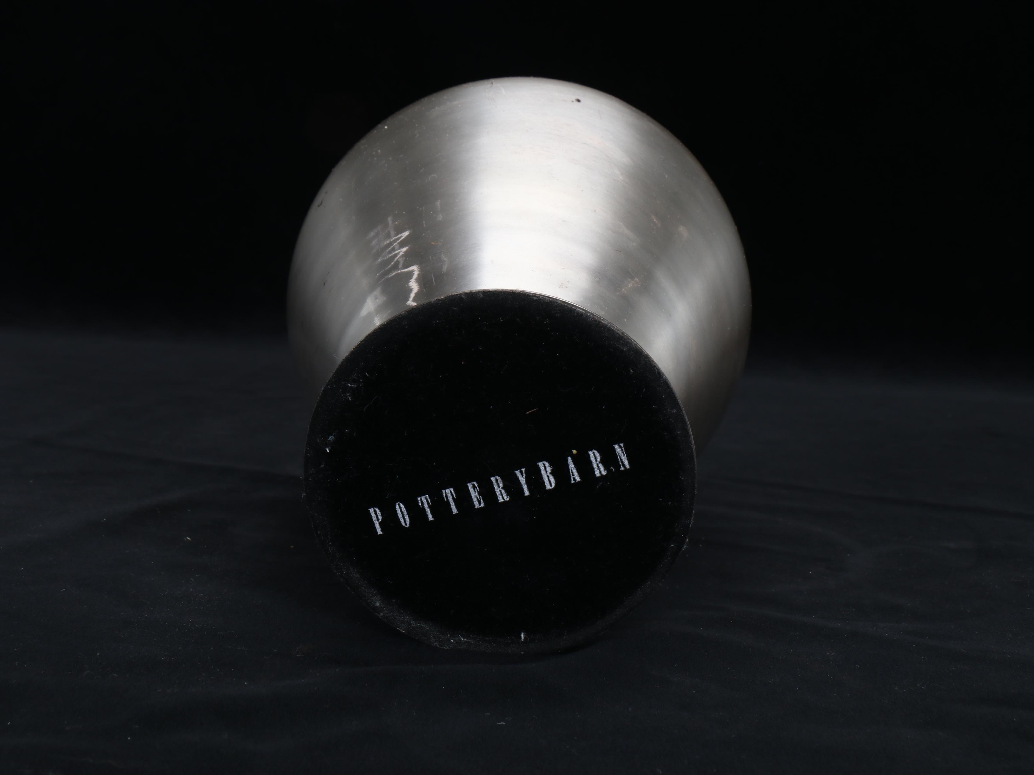 Metal Candlestick and Stacked Orb Table Lamps with Pottery Barn Metal Vase