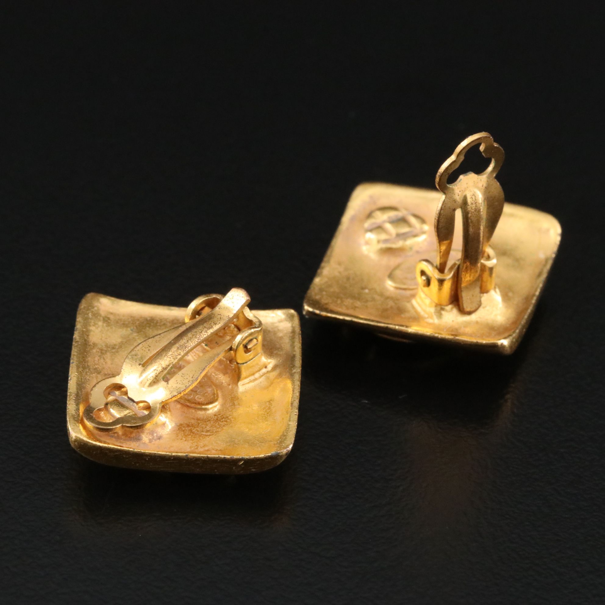 Chanel CC Rhombus Clip Earrings