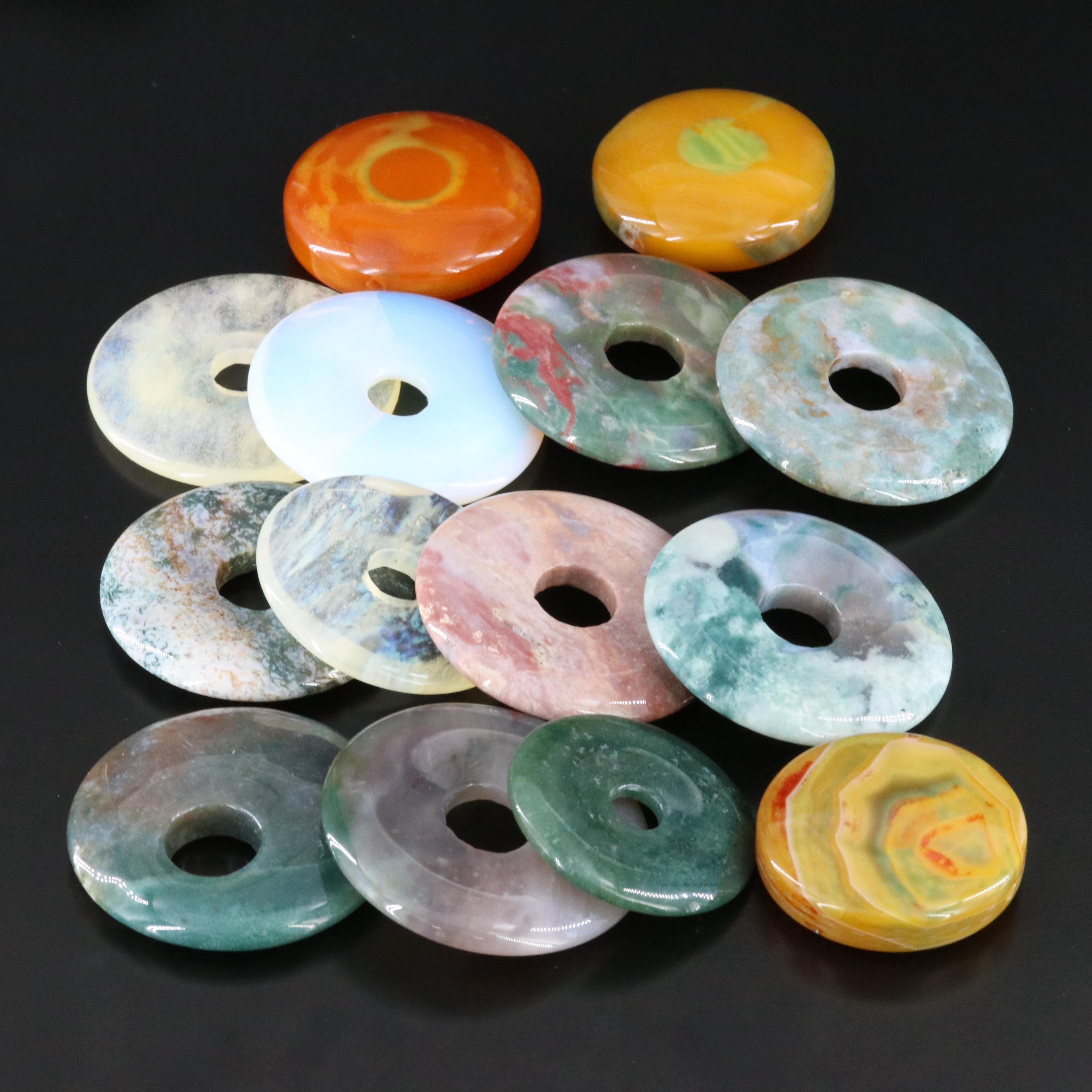 Loose Jasper, Moss Agate and Glass Beads and Bi Pendants