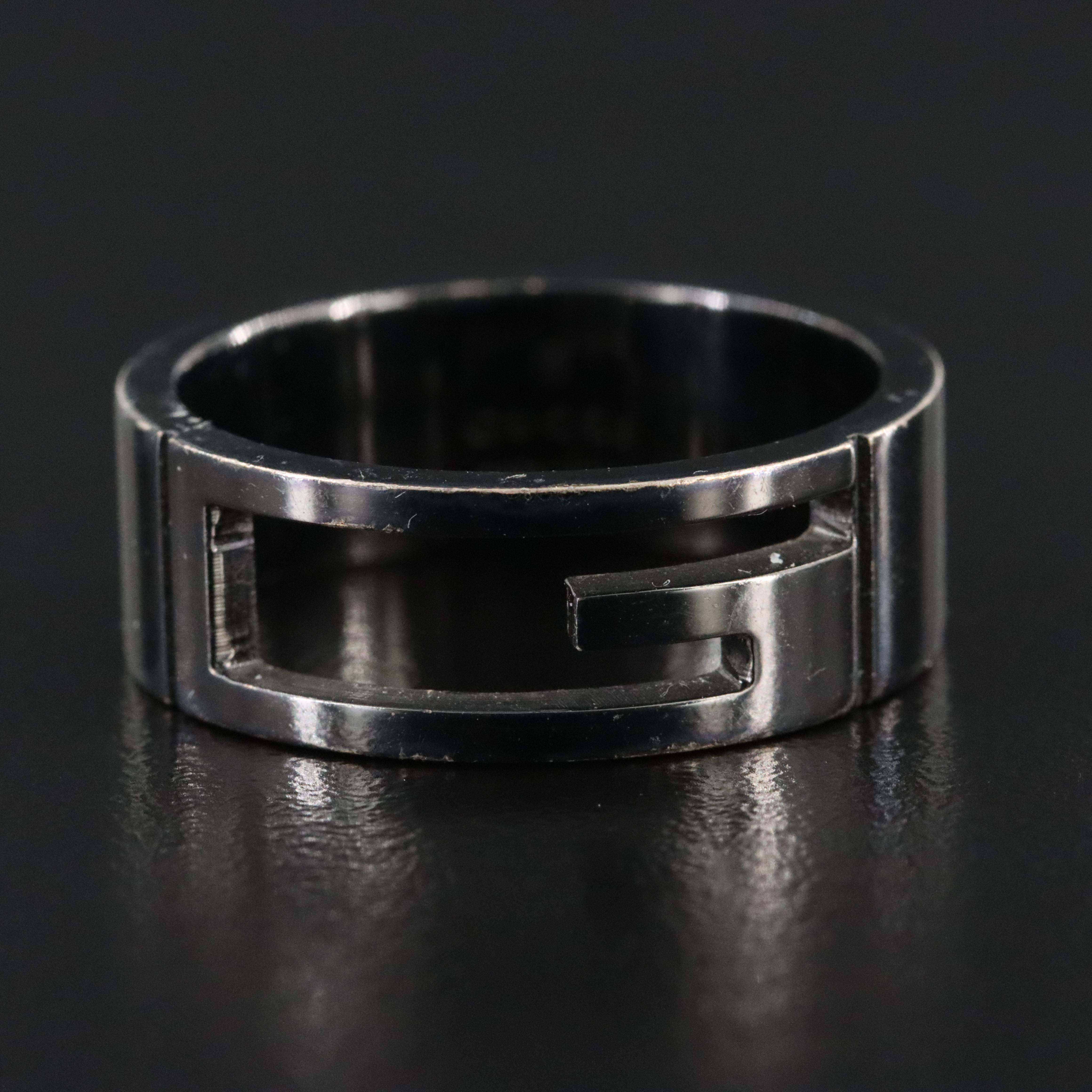 Gucci G Logo Darkened Sterling Cutout Ring