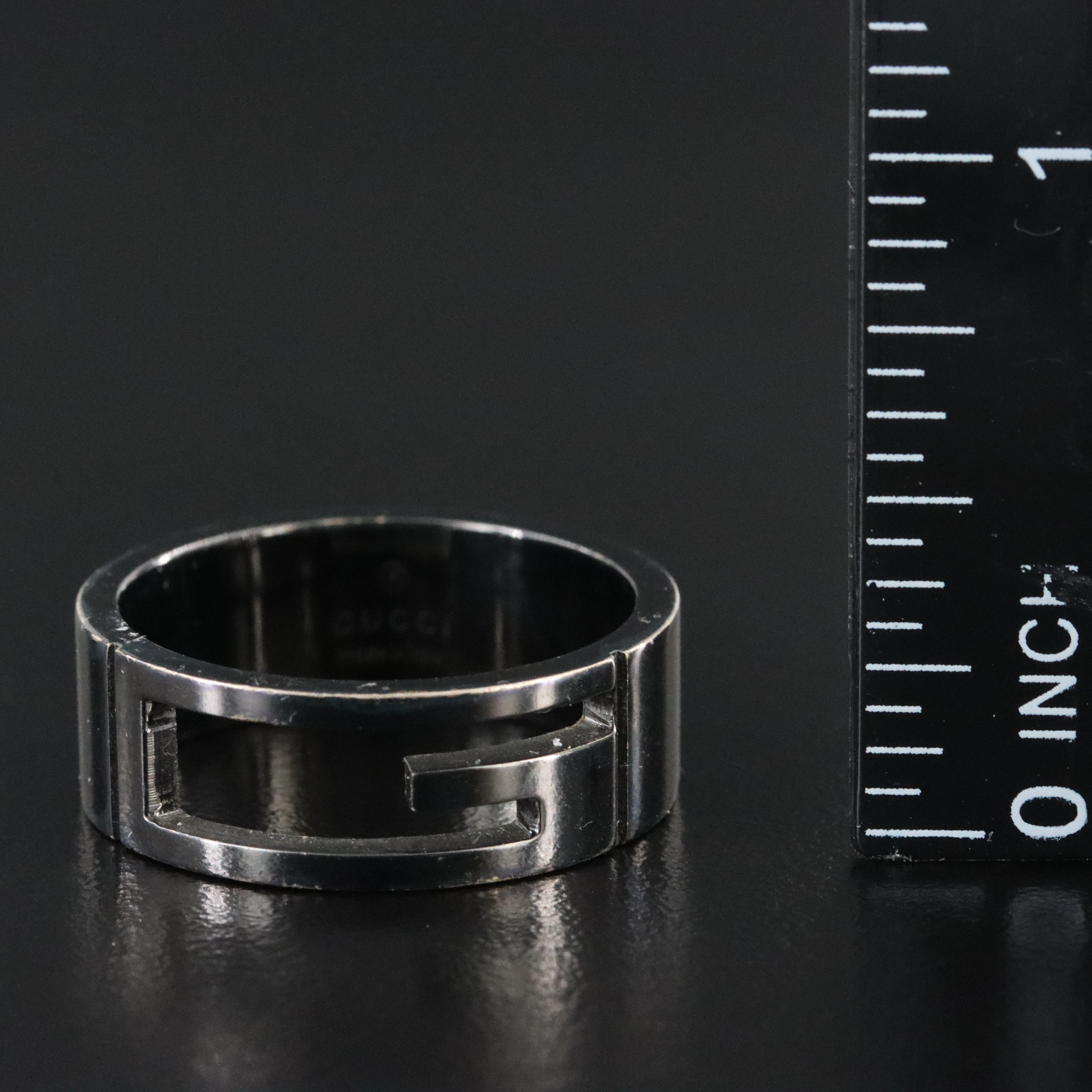 Gucci G Logo Darkened Sterling Cutout Ring