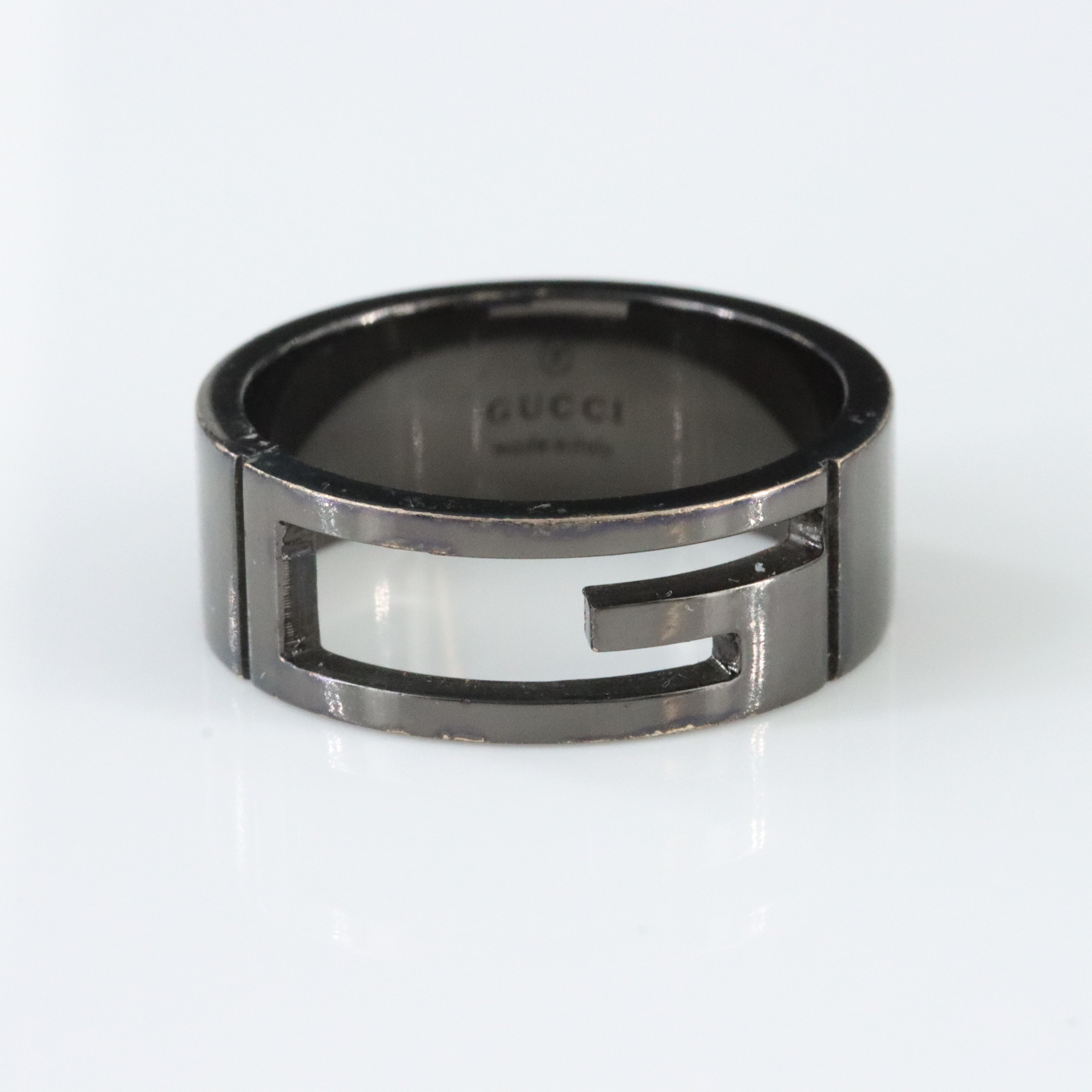 Gucci G Logo Darkened Sterling Cutout Ring