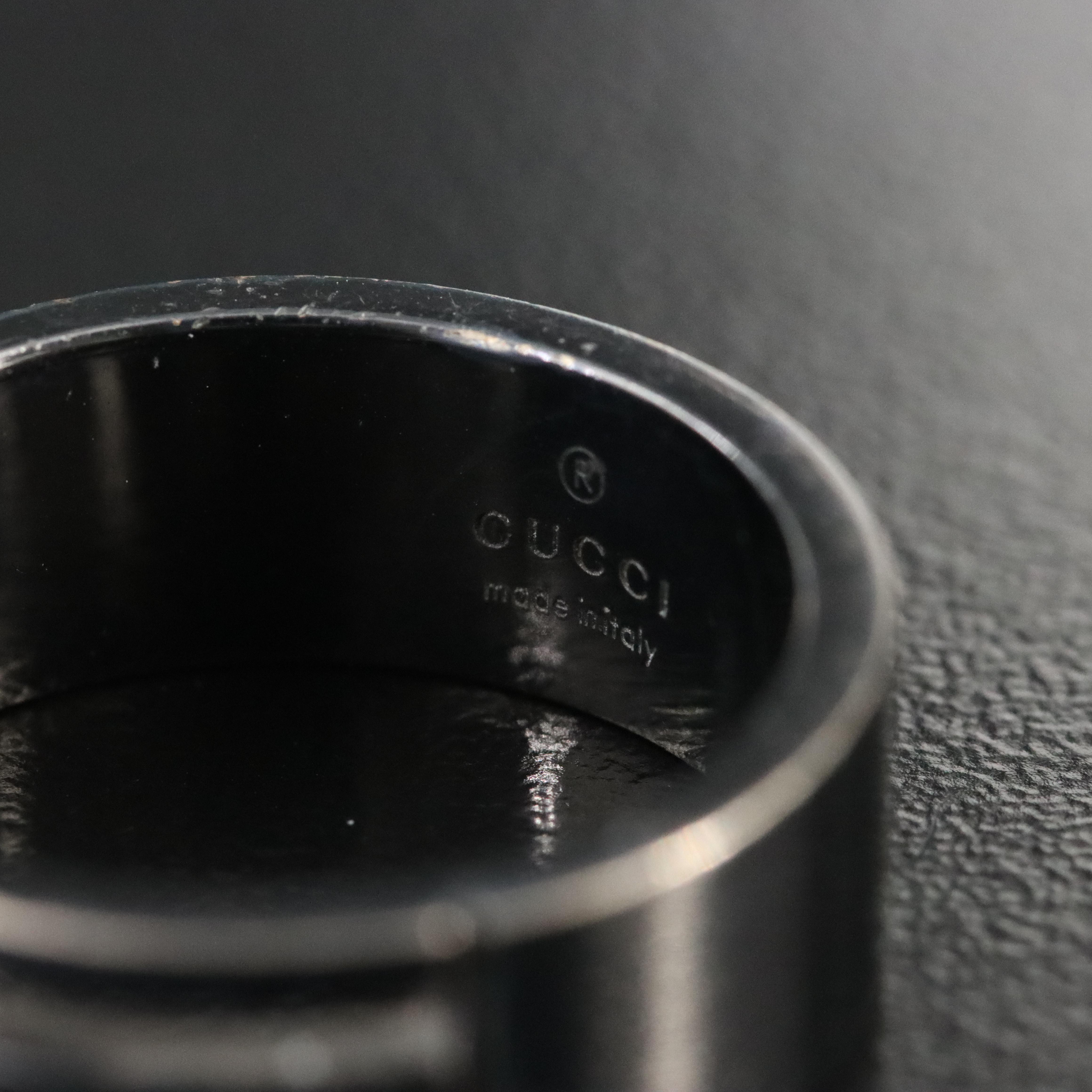 Gucci G Logo Darkened Sterling Cutout Ring
