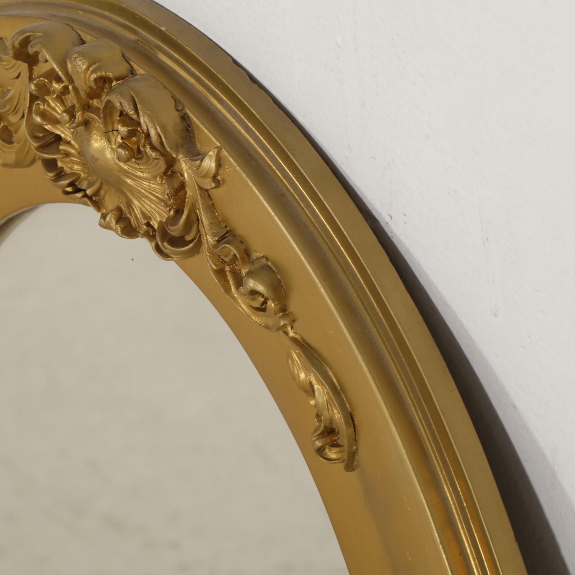 Louis XV Style Giltwood and Molded Gesso Oval Wall Mirror, Early to Mid-20th C.