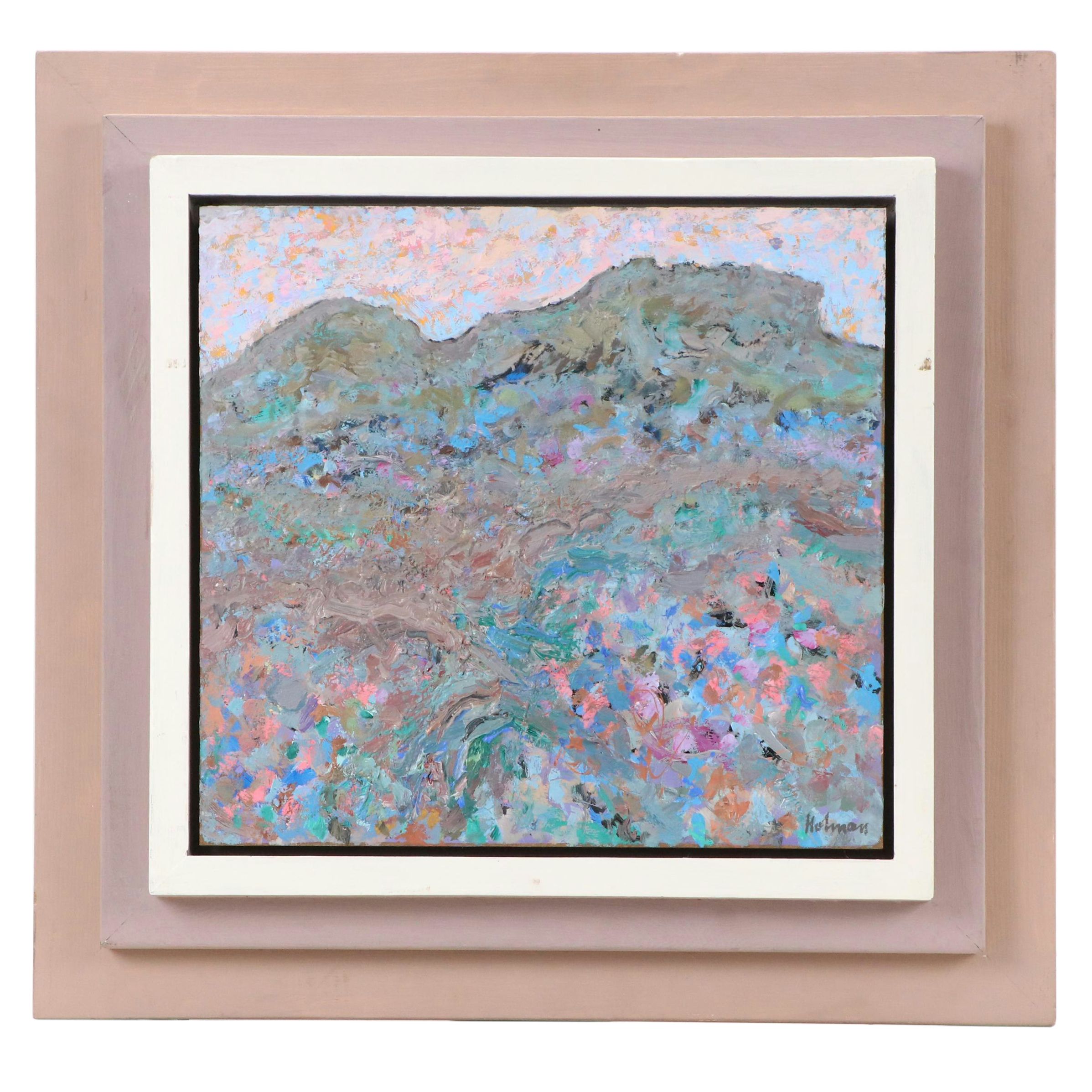 Bud Holman Impasto Oil Painting "New Mexican Landscape, Near Chimayo," 1979