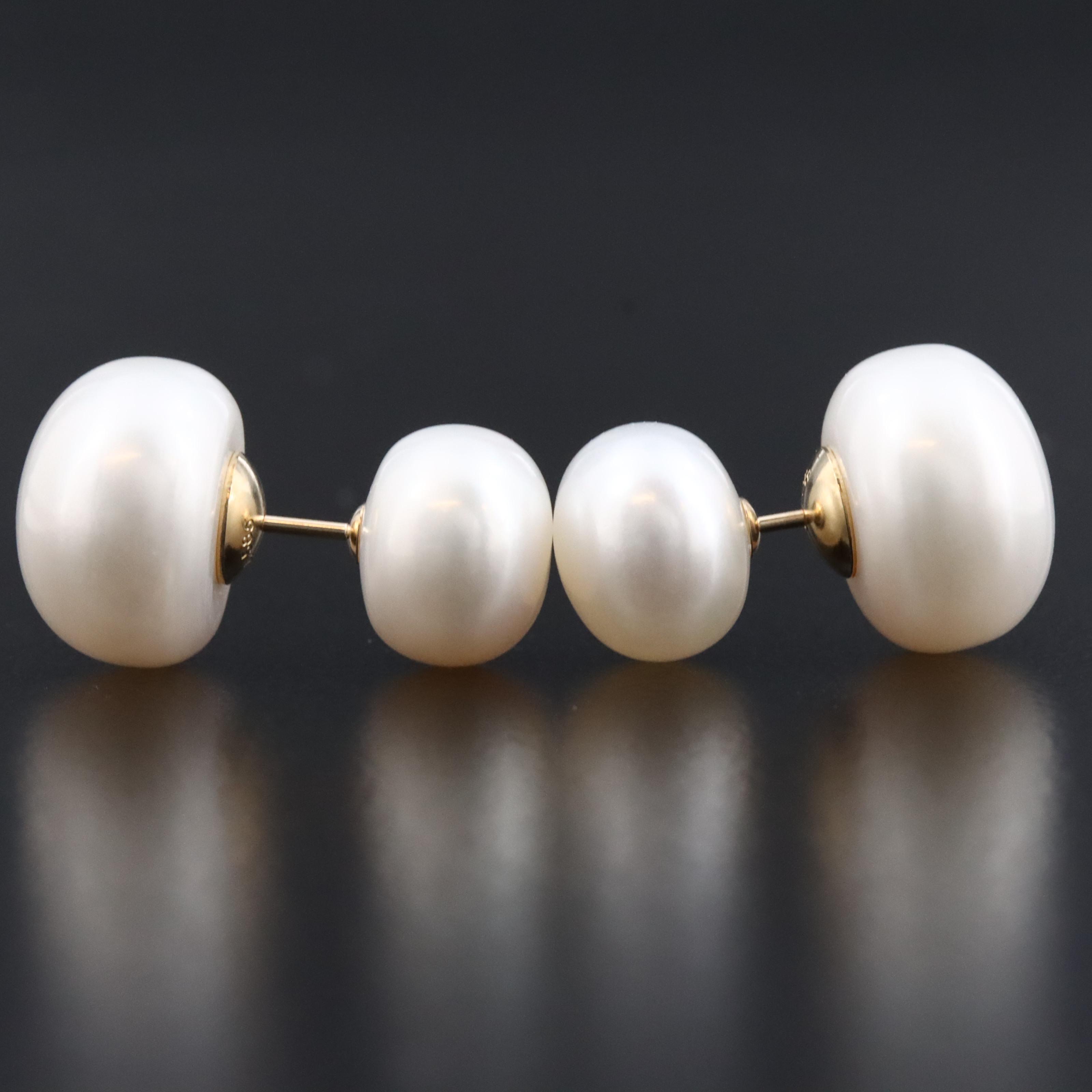14K Front and Back Pearl Earrings