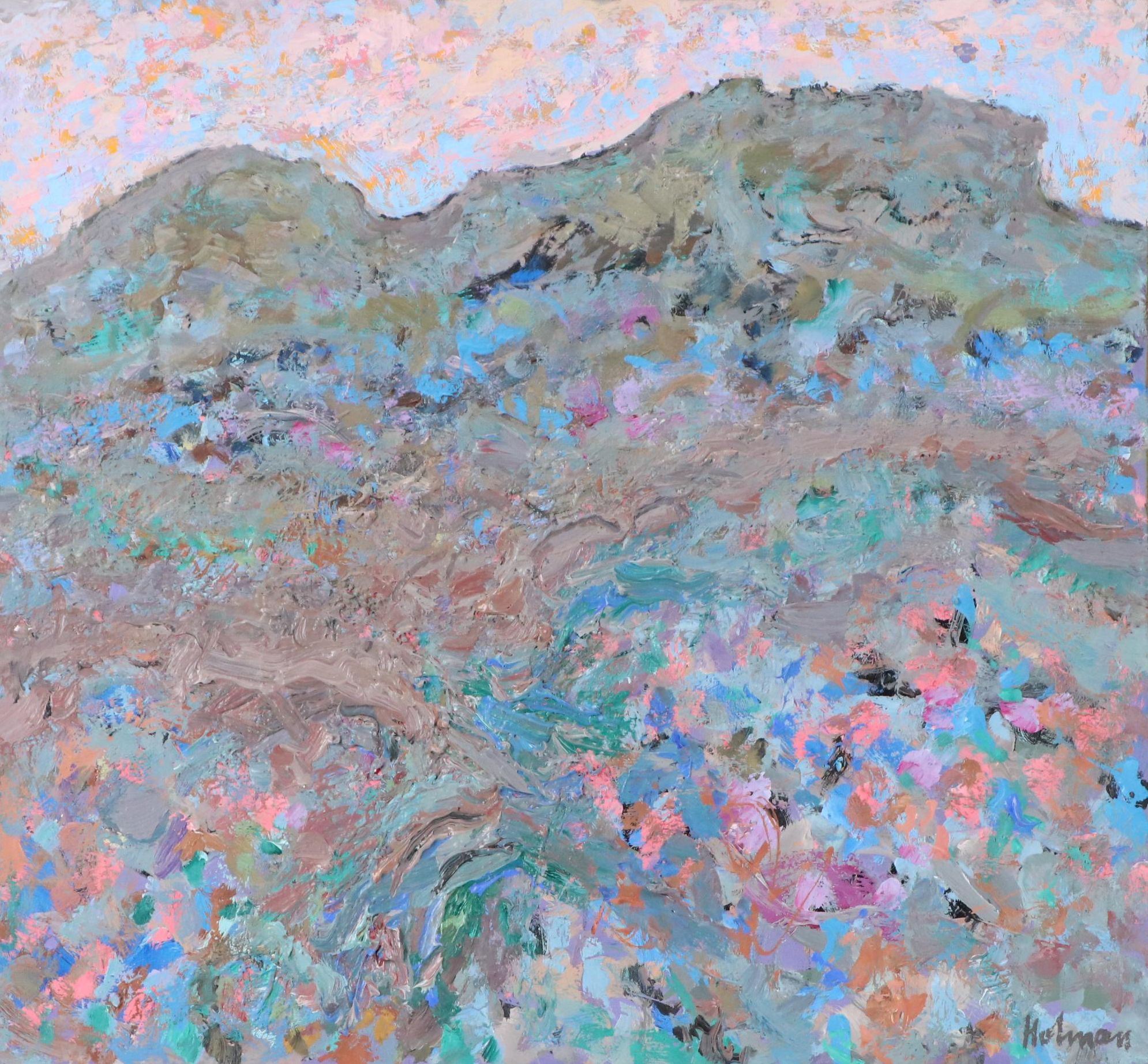 Bud Holman Impasto Oil Painting "New Mexican Landscape, Near Chimayo," 1979