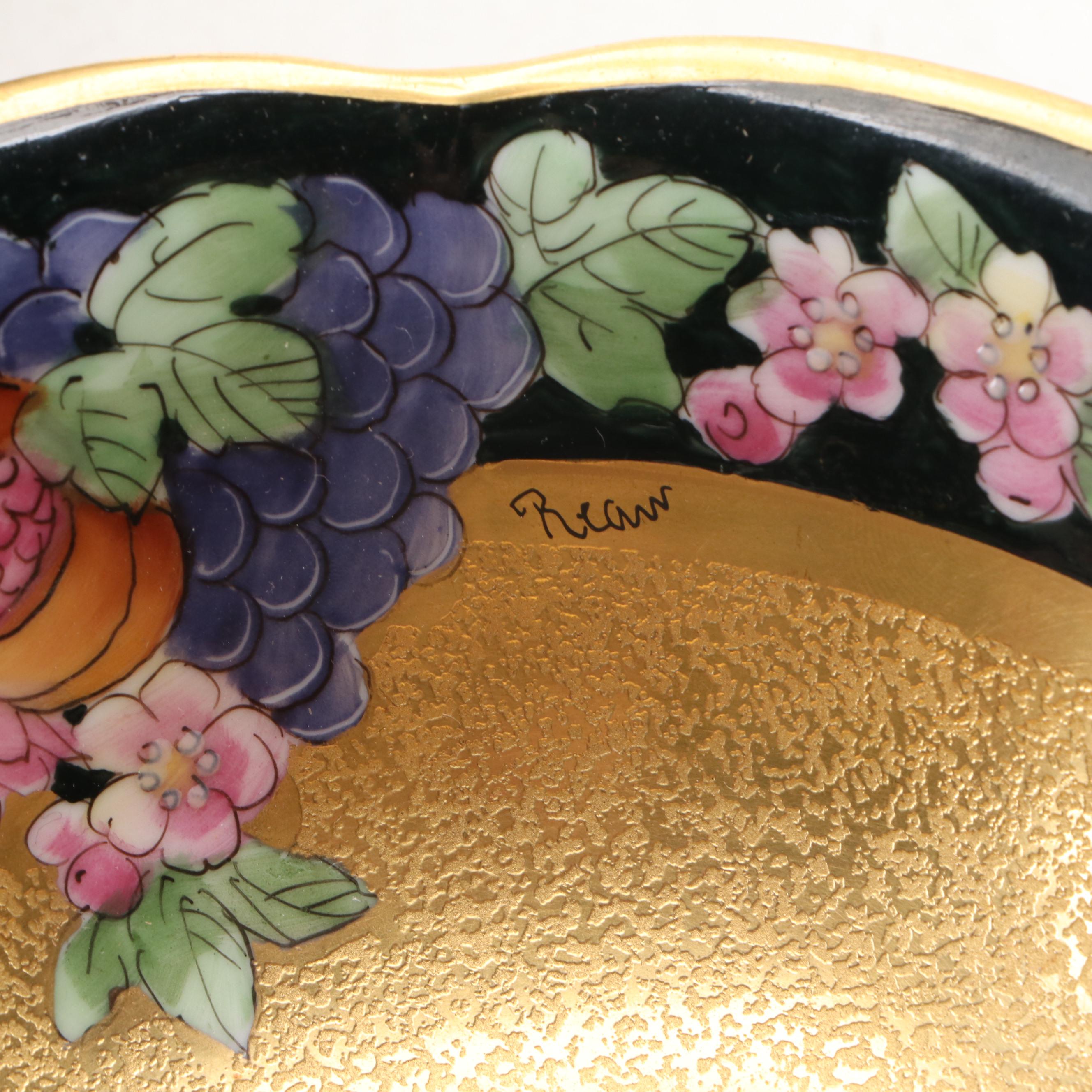 Art Nouveau Cast Metal Jardinière with Porcelain Mantle Clock and More Décor