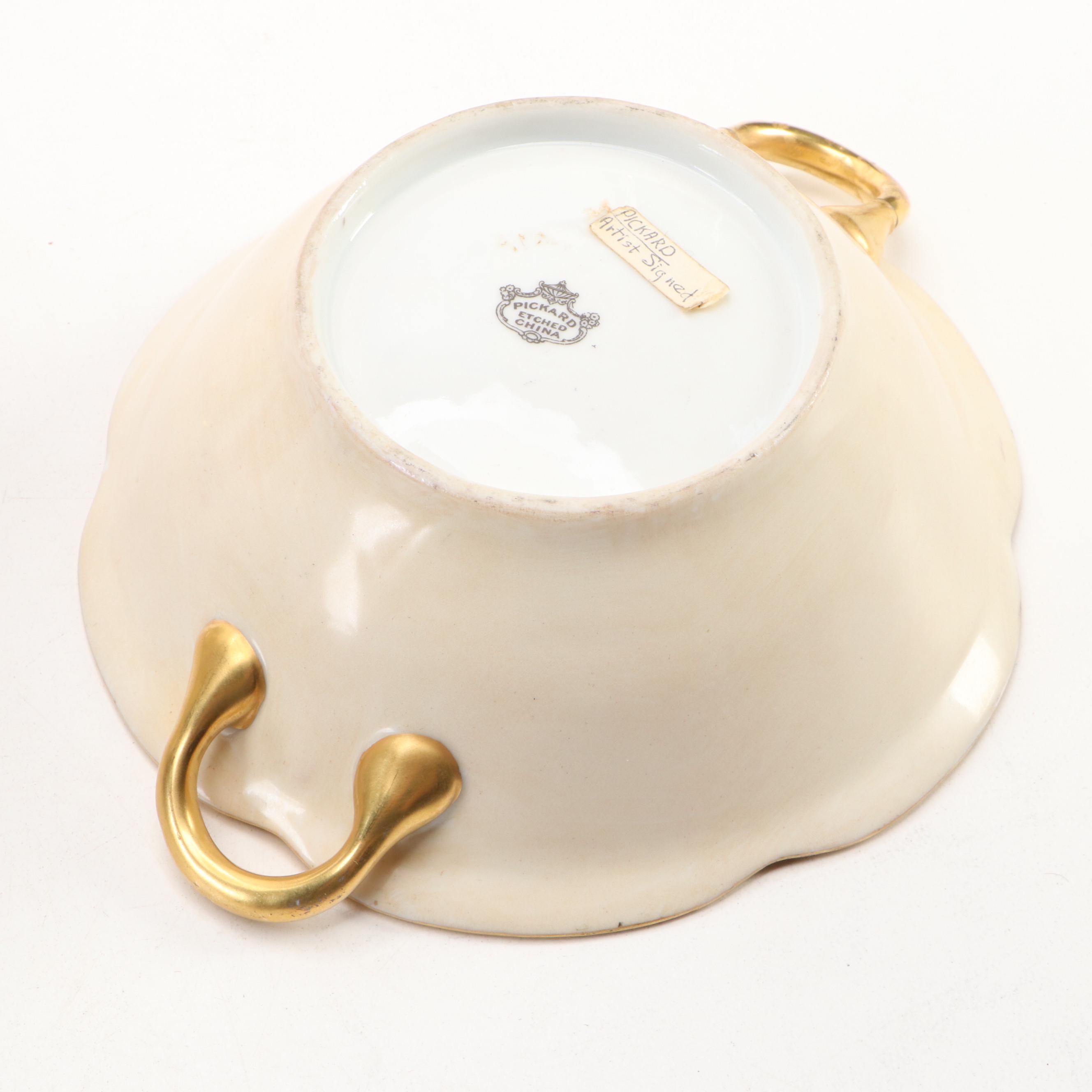 Art Nouveau Cast Metal Jardinière with Porcelain Mantle Clock and More Décor