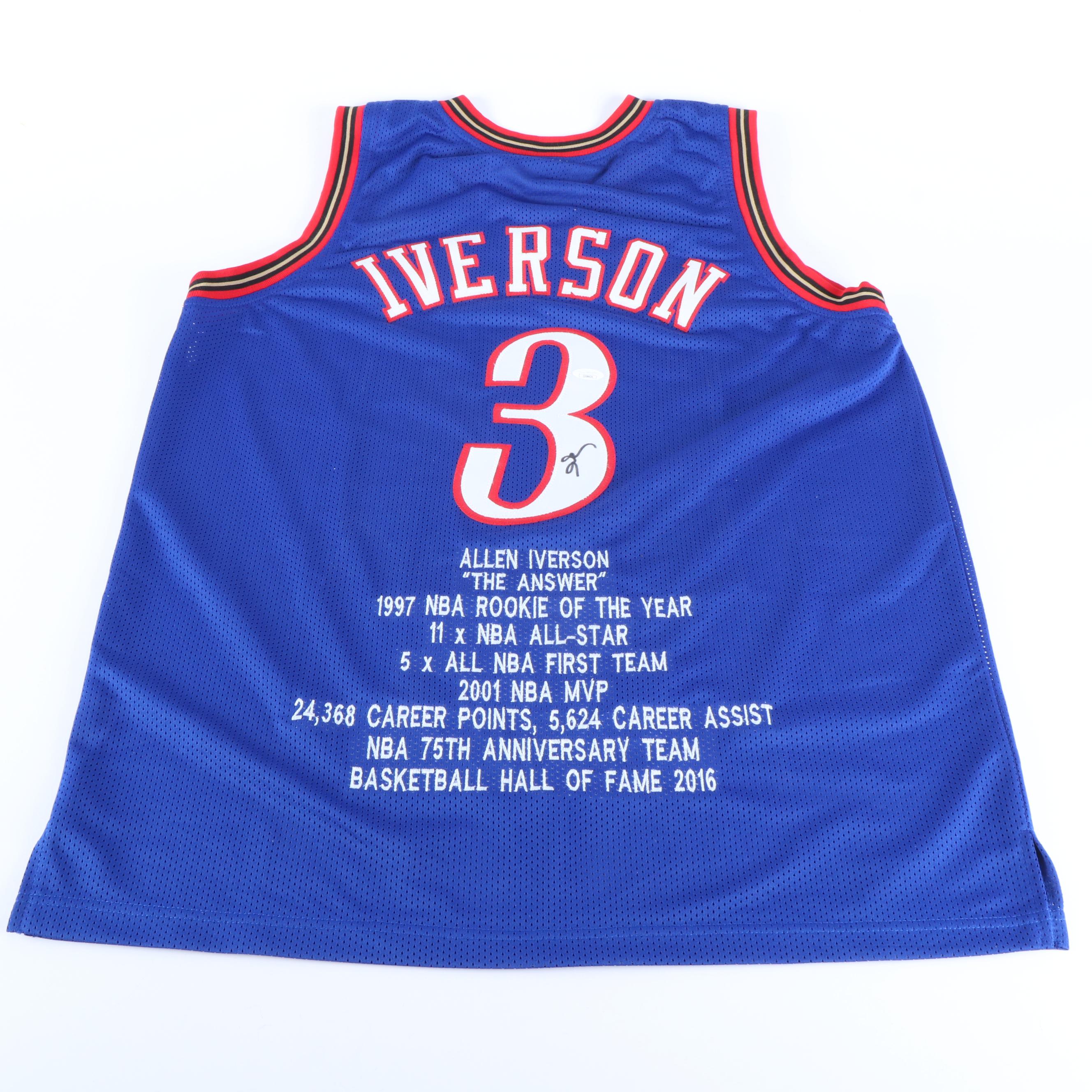 Allen Iverson Signed Philadelphia 76ers Basketball Jersey, JSA