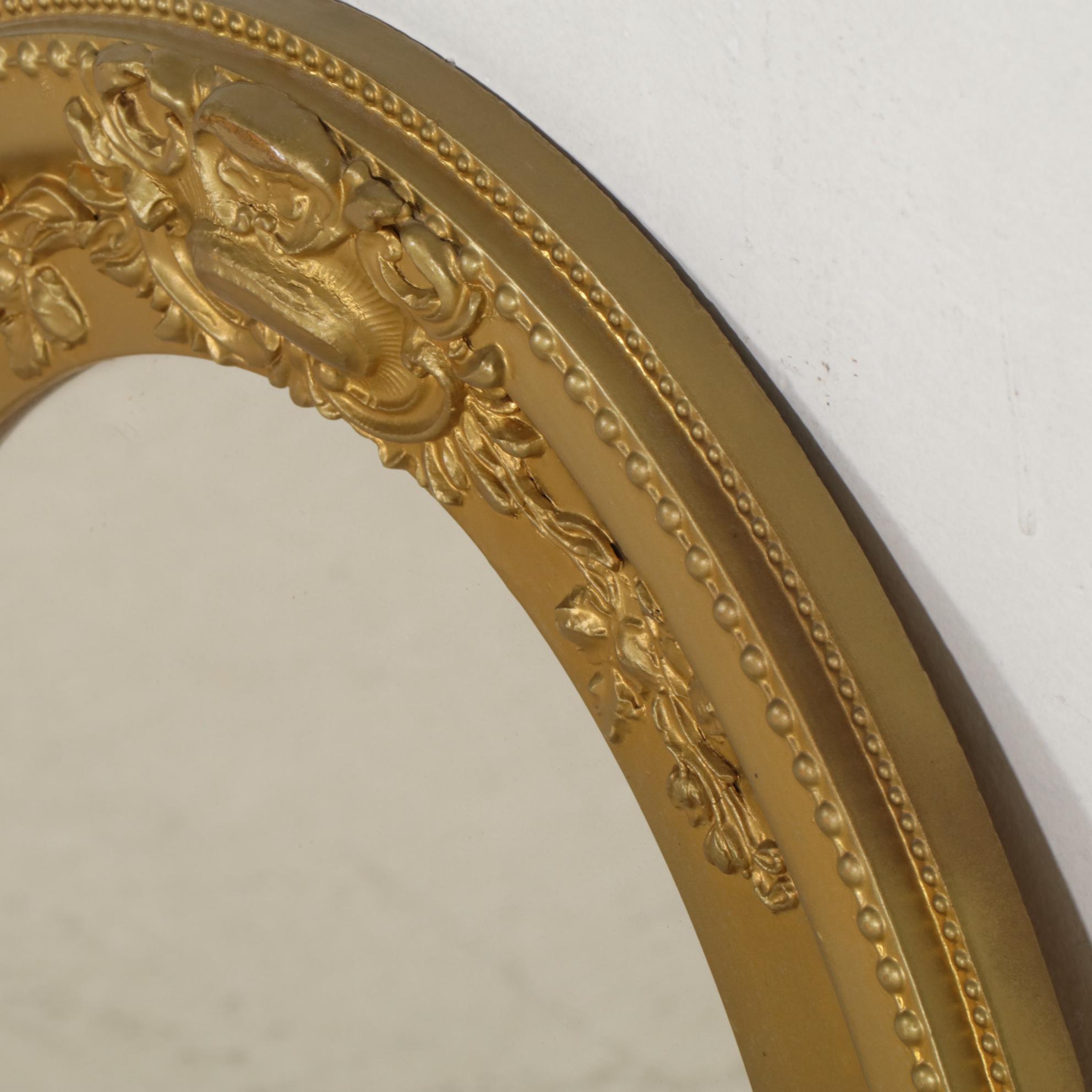 Baroque Style Gold Toned Oval Wall Mirror, Mid to Late 20th Century