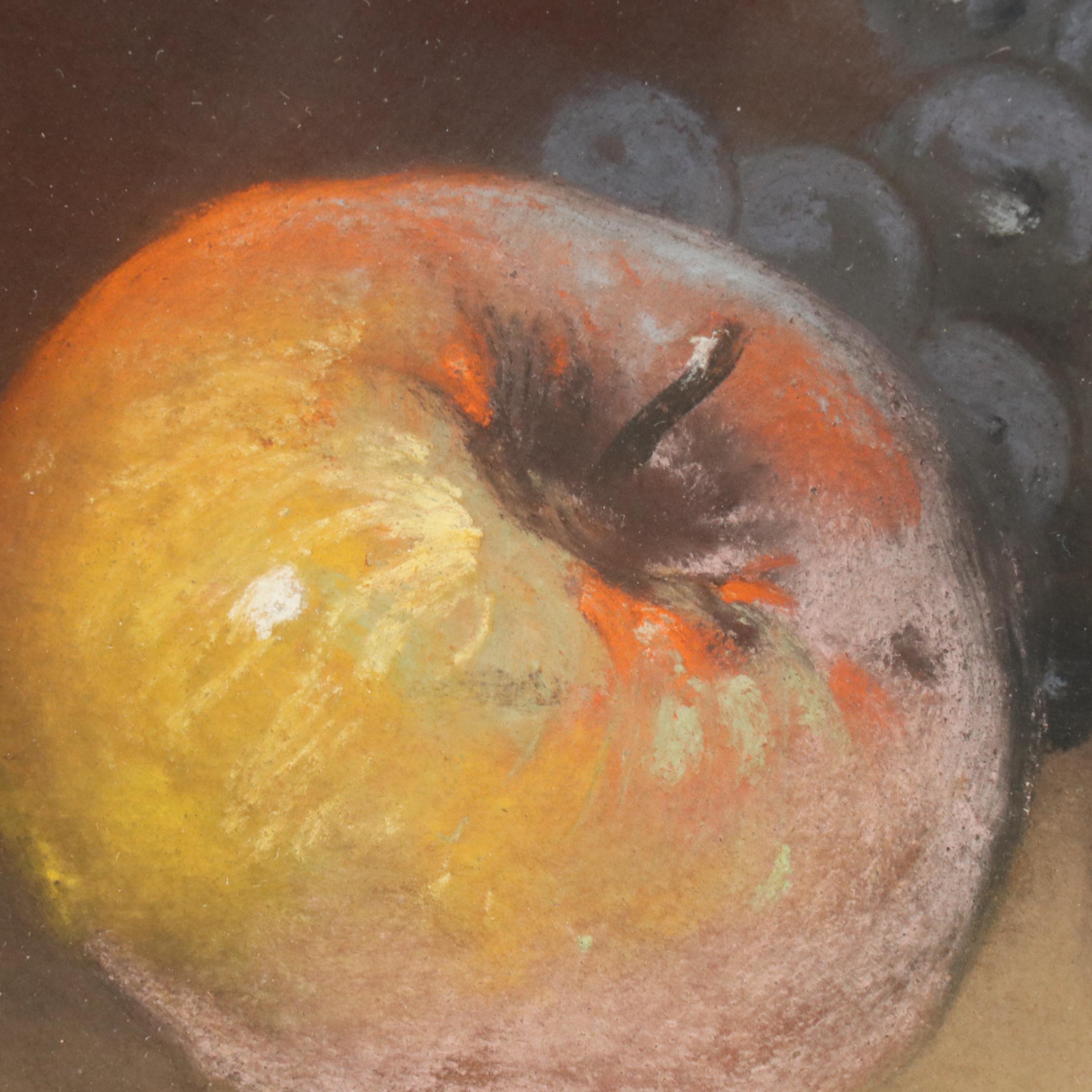 Still Life Oil Pastel Drawing of Fruit Harvest