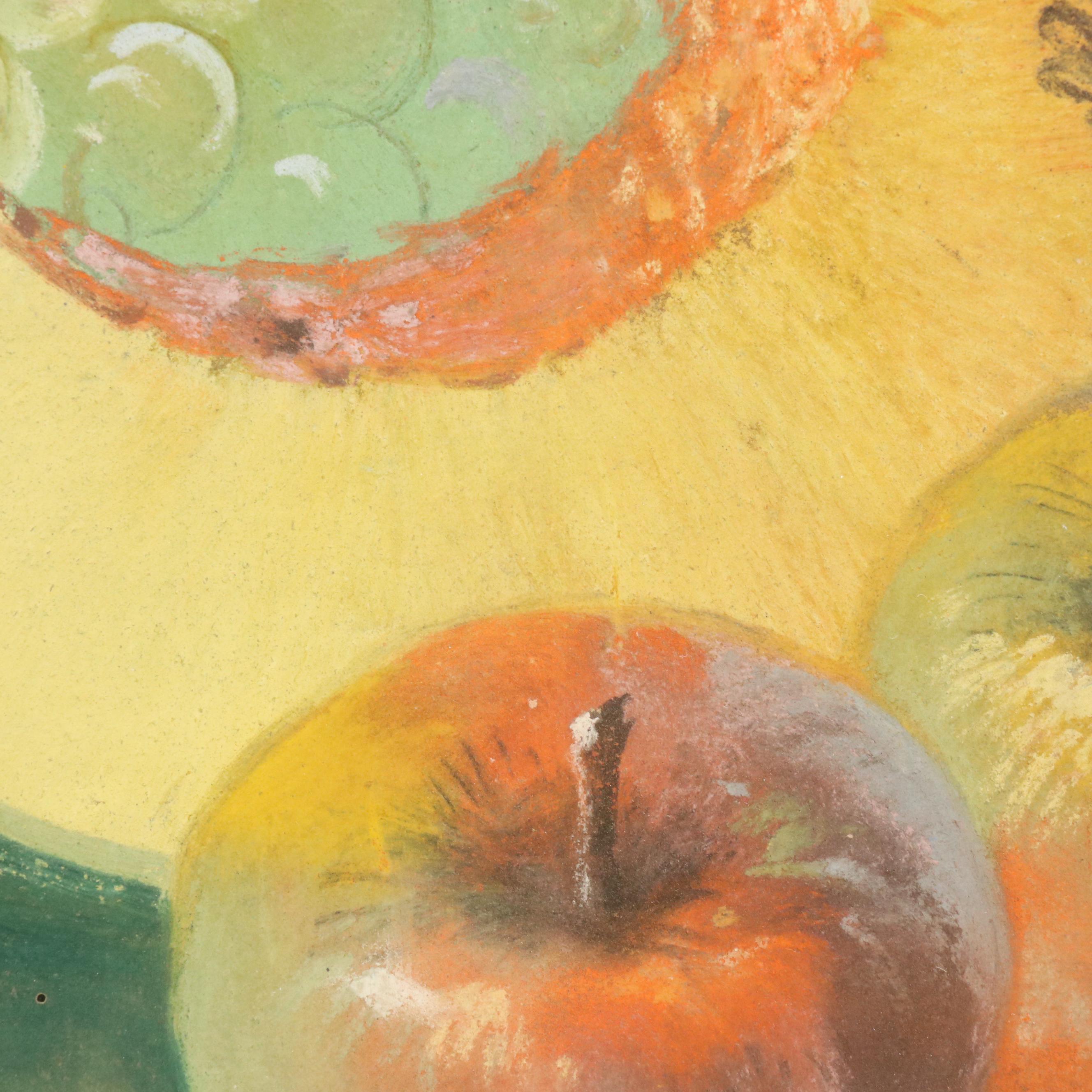 Still Life Oil Pastel Drawing of Fruit Harvest