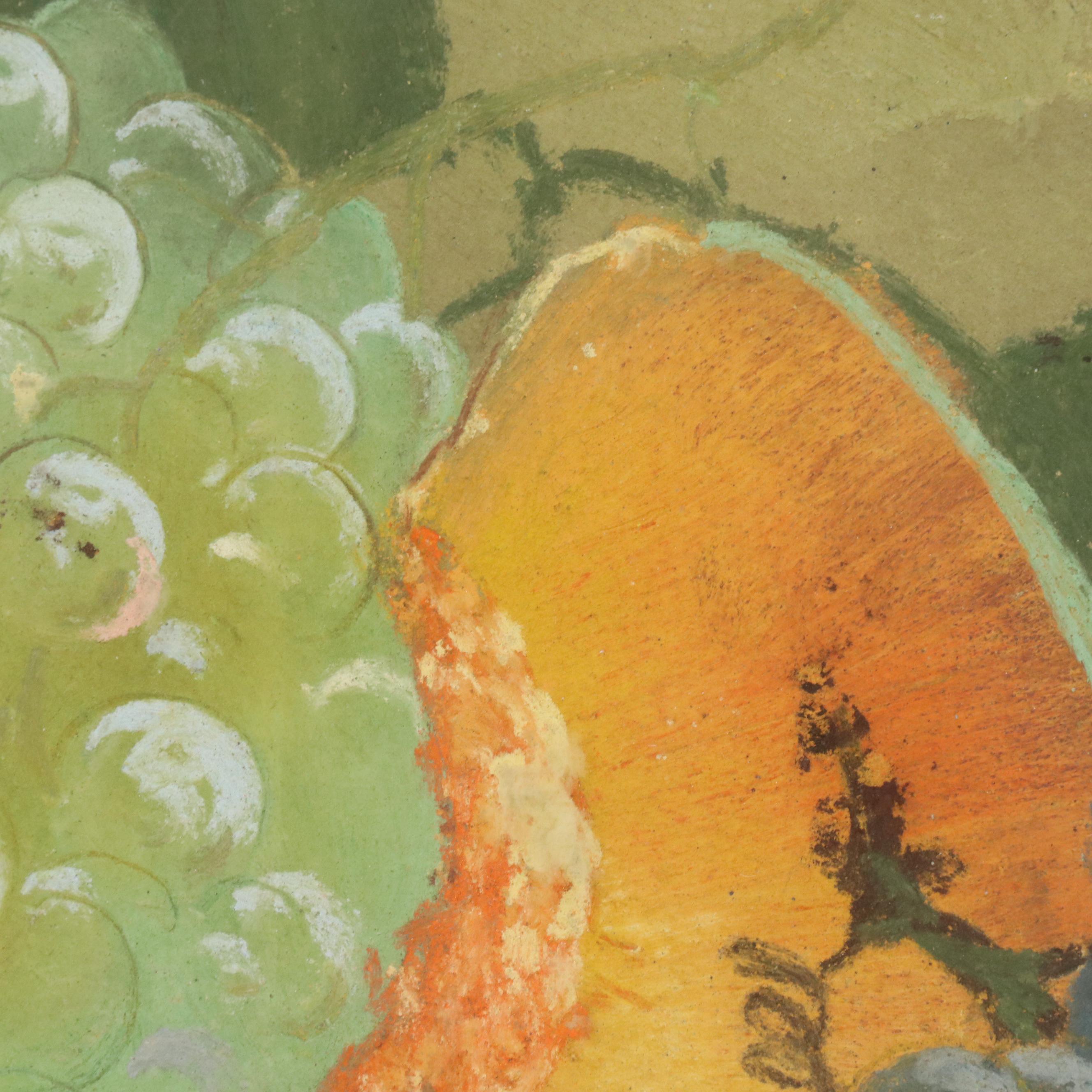 Still Life Oil Pastel Drawing of Fruit Harvest