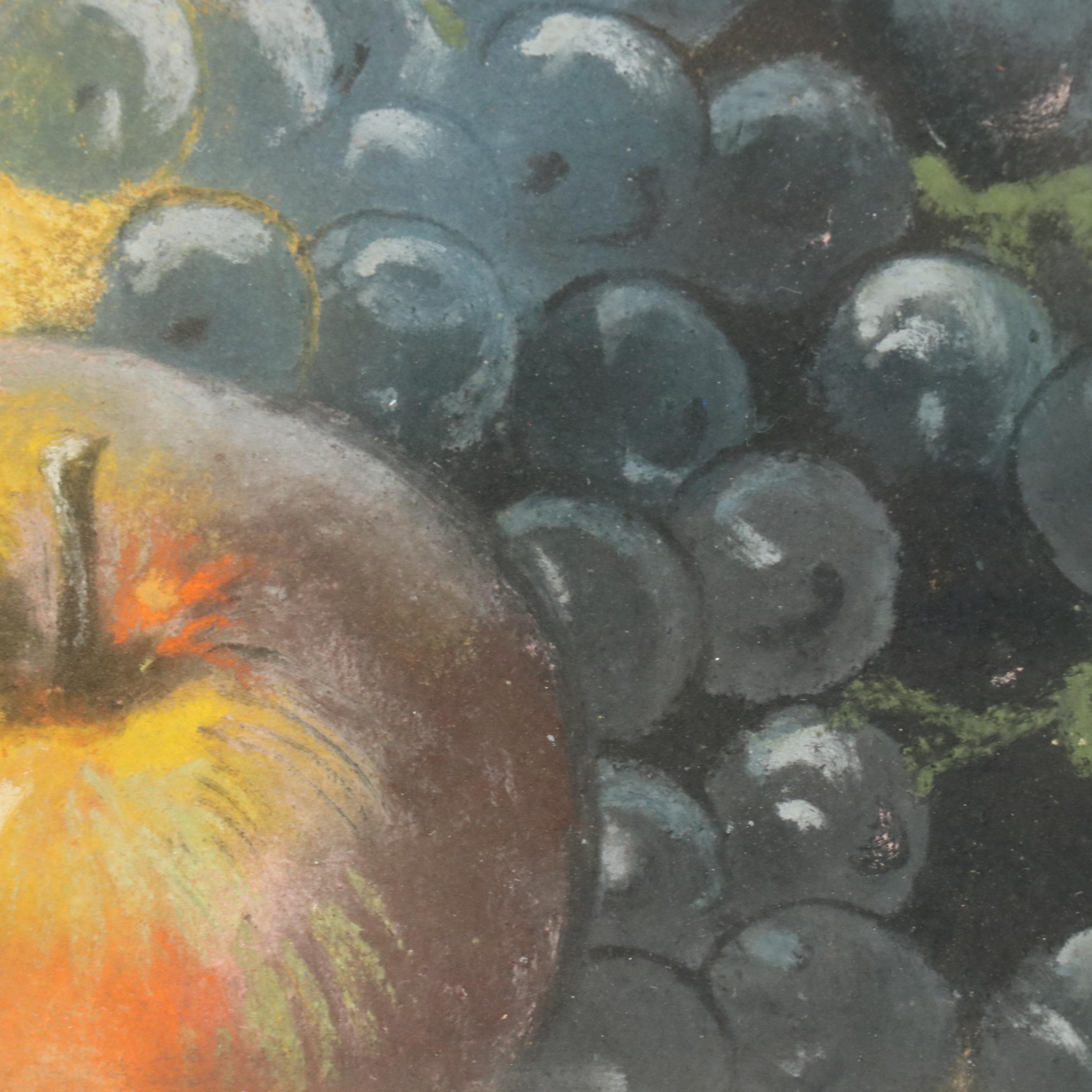 Still Life Oil Pastel Drawing of Fruit Harvest