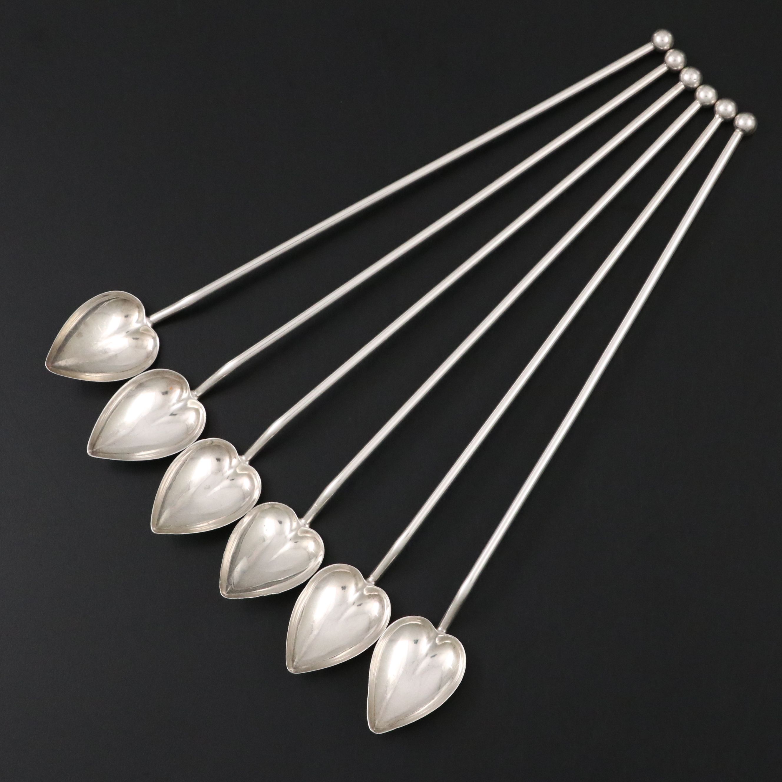 Vintage Watson Sterling Silver Leaf-Bowl Julep Straws