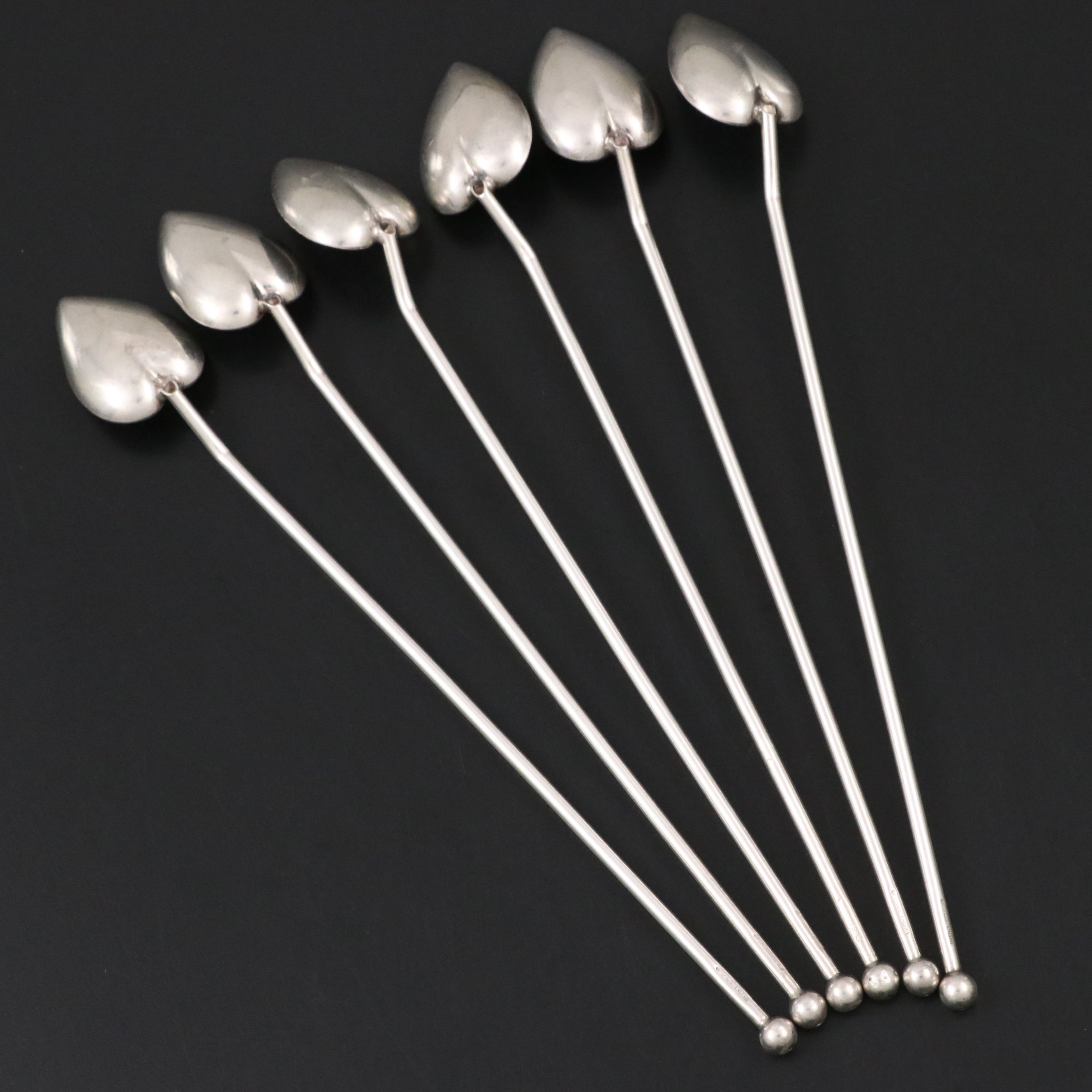 Vintage Watson Sterling Silver Leaf-Bowl Julep Straws