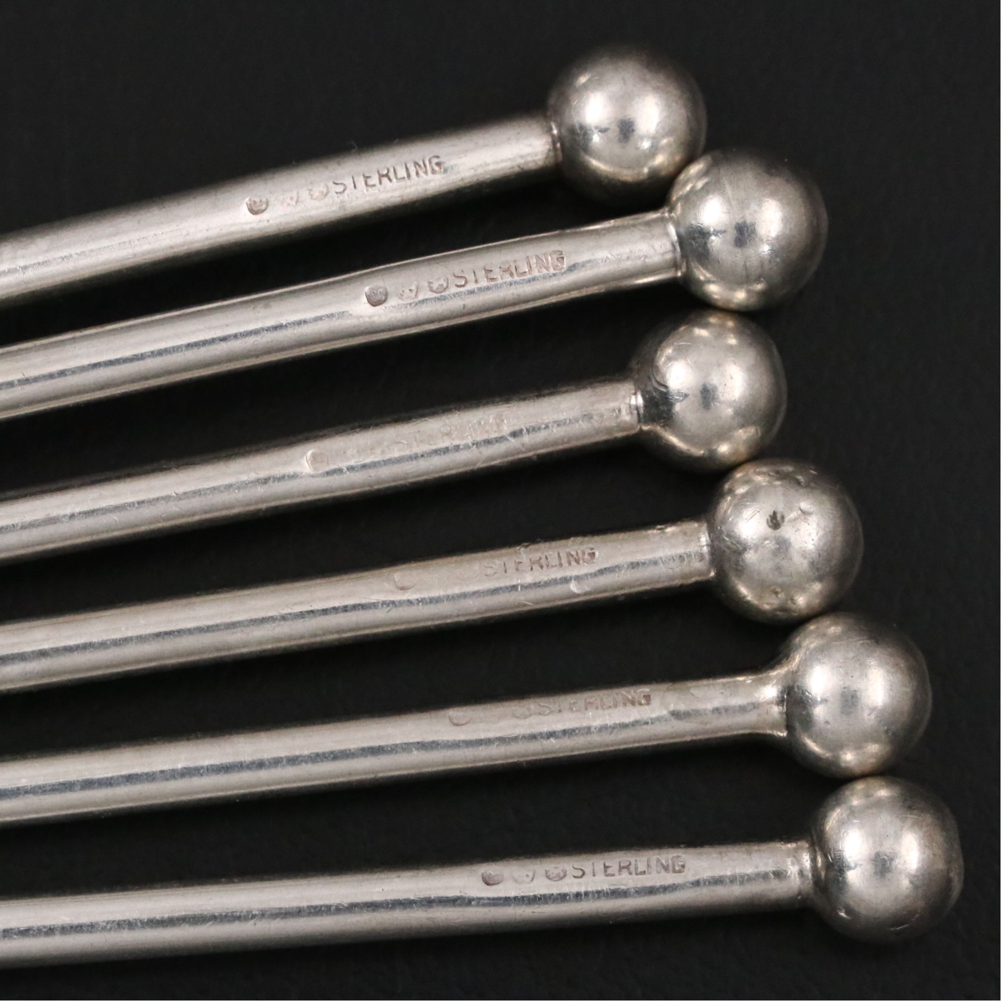 Vintage Watson Sterling Silver Leaf-Bowl Julep Straws