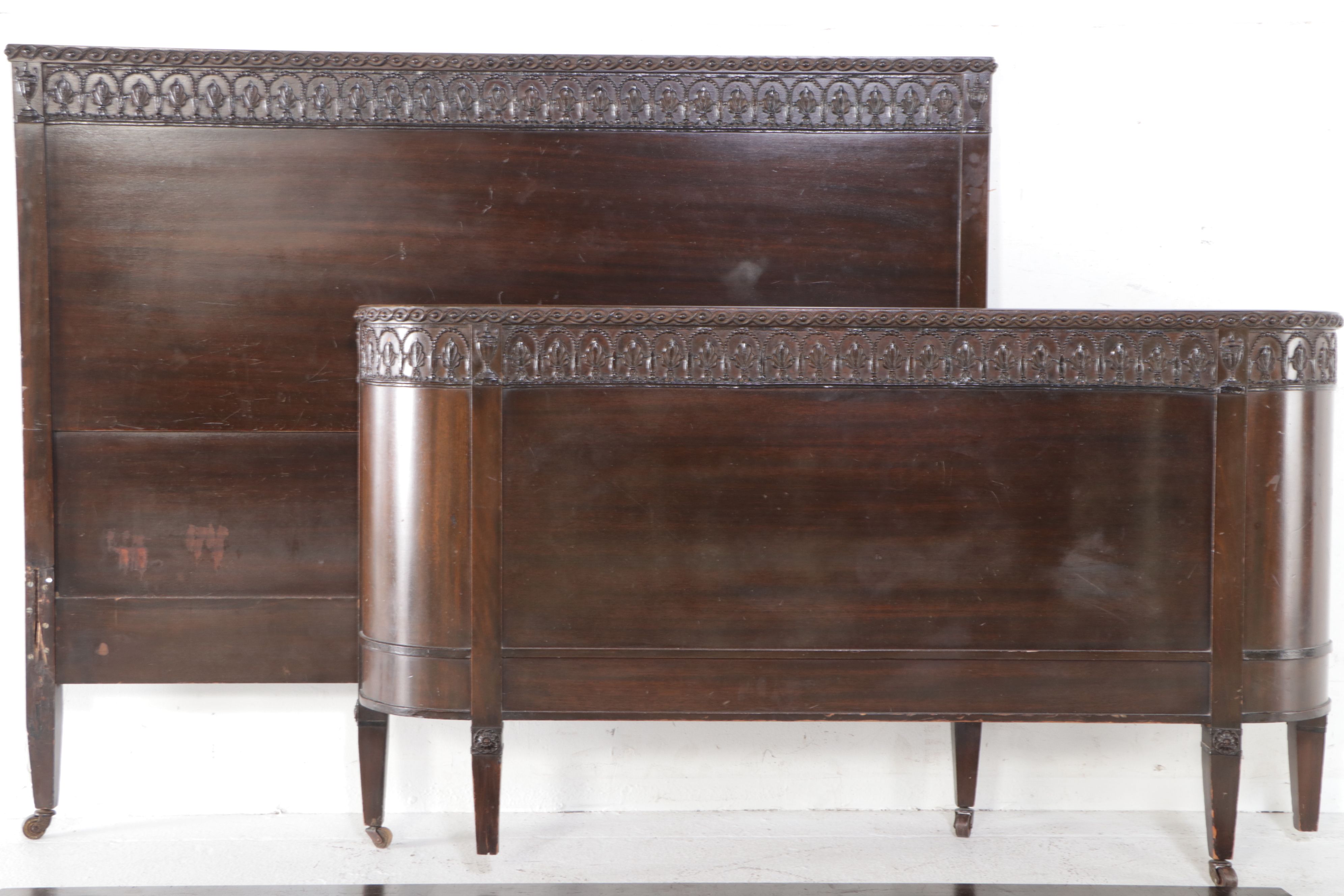 Louis Philippe Style Mahogany Finish Bed Frame, Early 20th Century