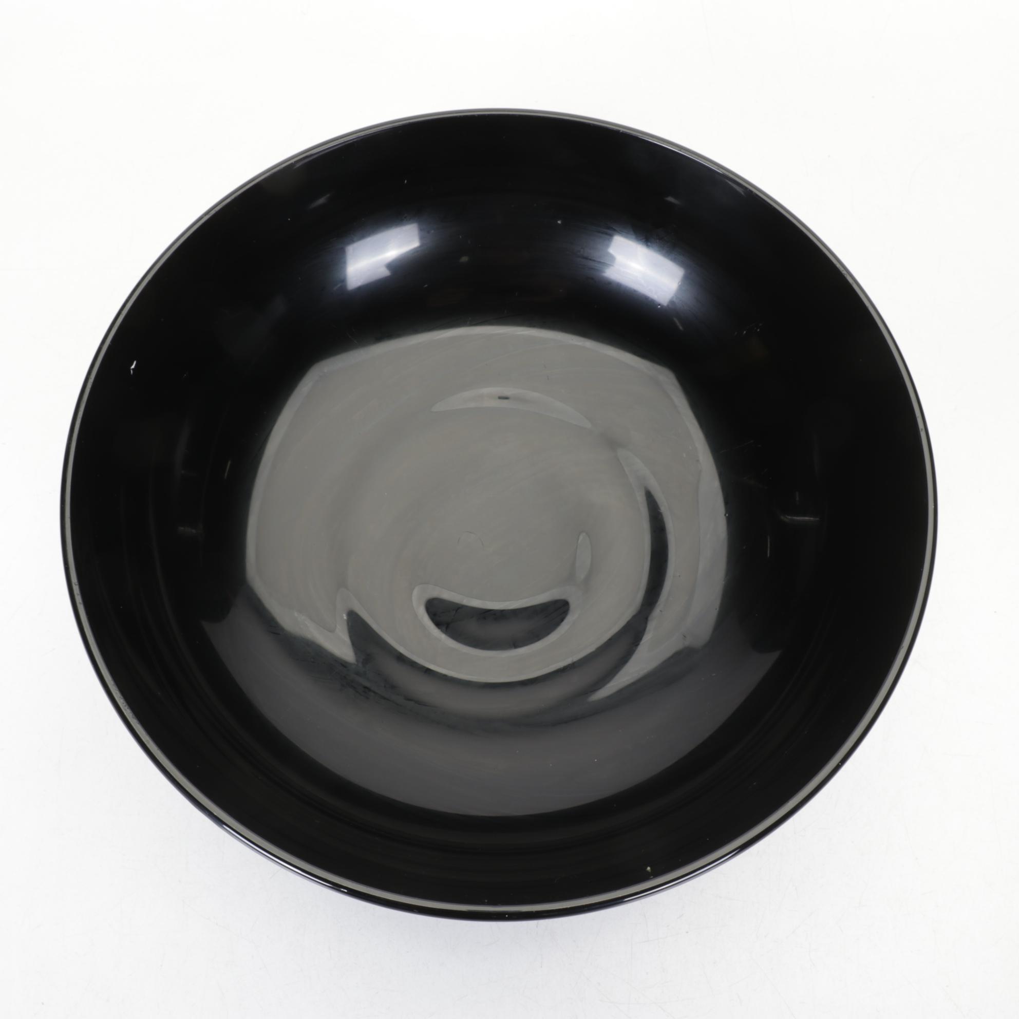 Black Amethyst Glass Centerpiece Bowl on Brass Base