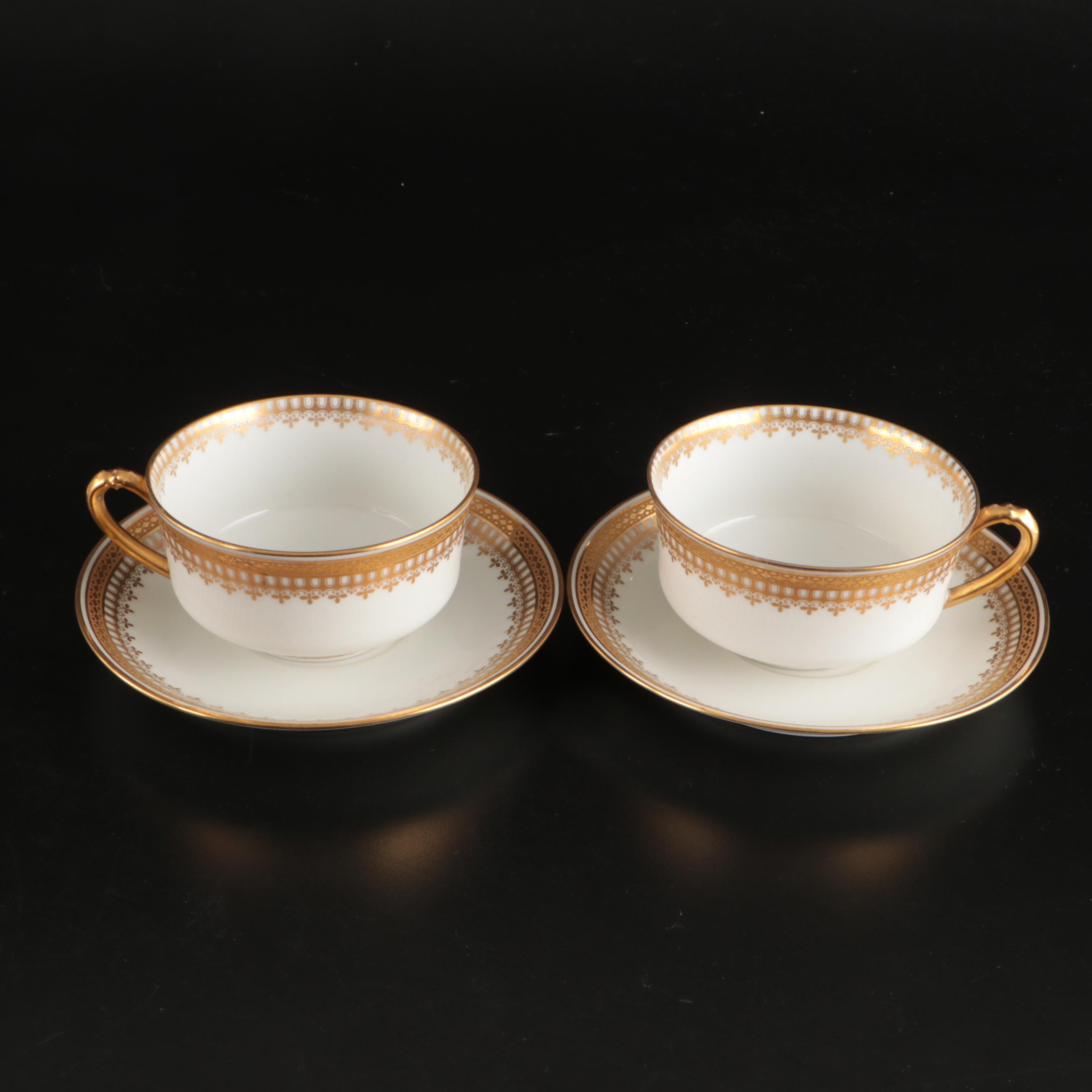 Haviland Gilt Rimmed Limoges Porcelain Dinnerware with Other Porcelain Tableware