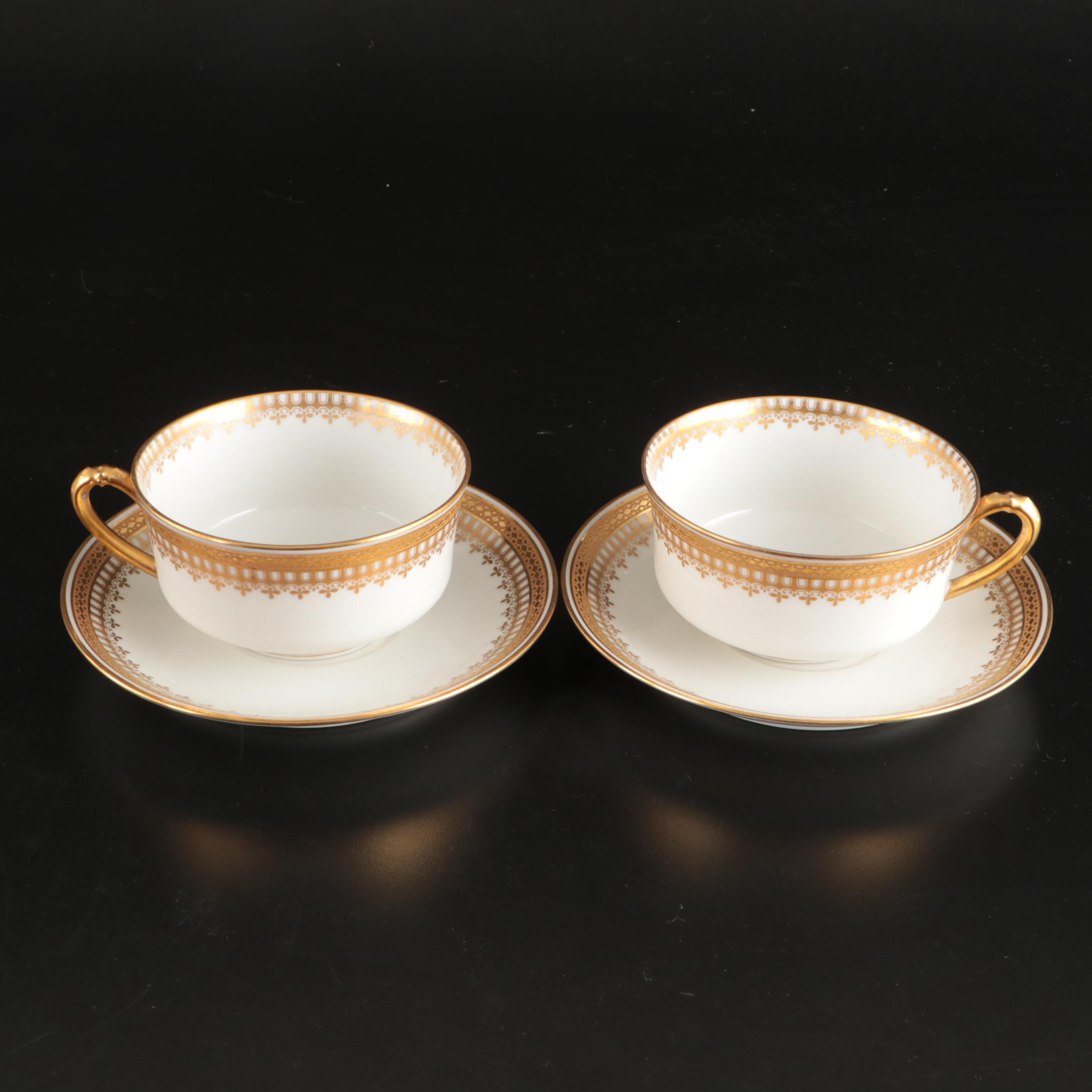 Haviland Gilt Rimmed Limoges Porcelain Dinnerware with Other Porcelain Tableware