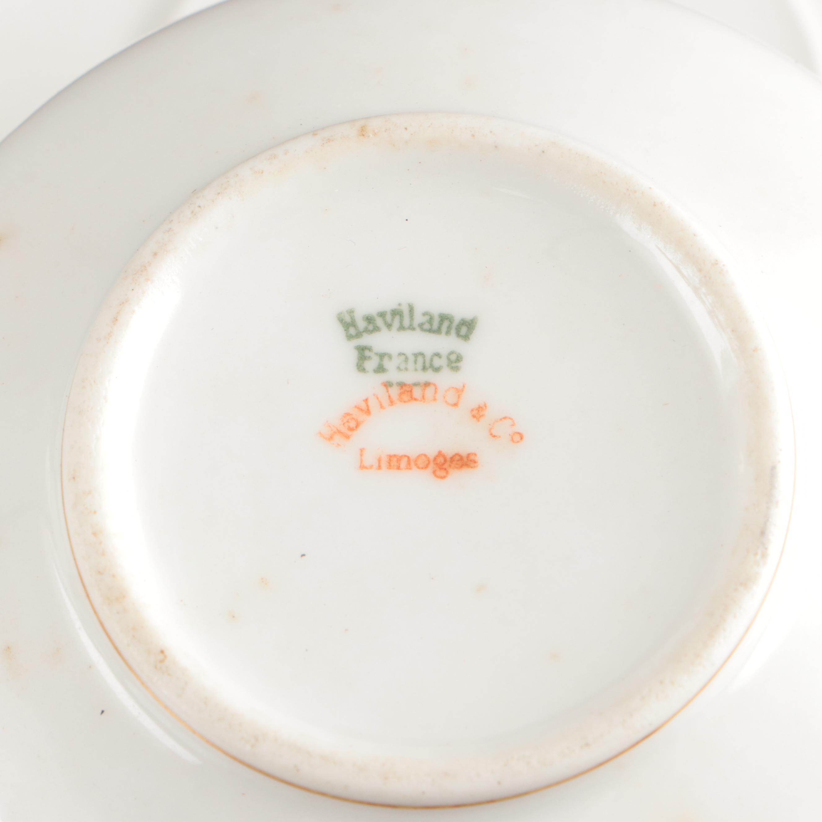 Haviland Gilt Rimmed Limoges Porcelain Dinnerware with Other Porcelain Tableware