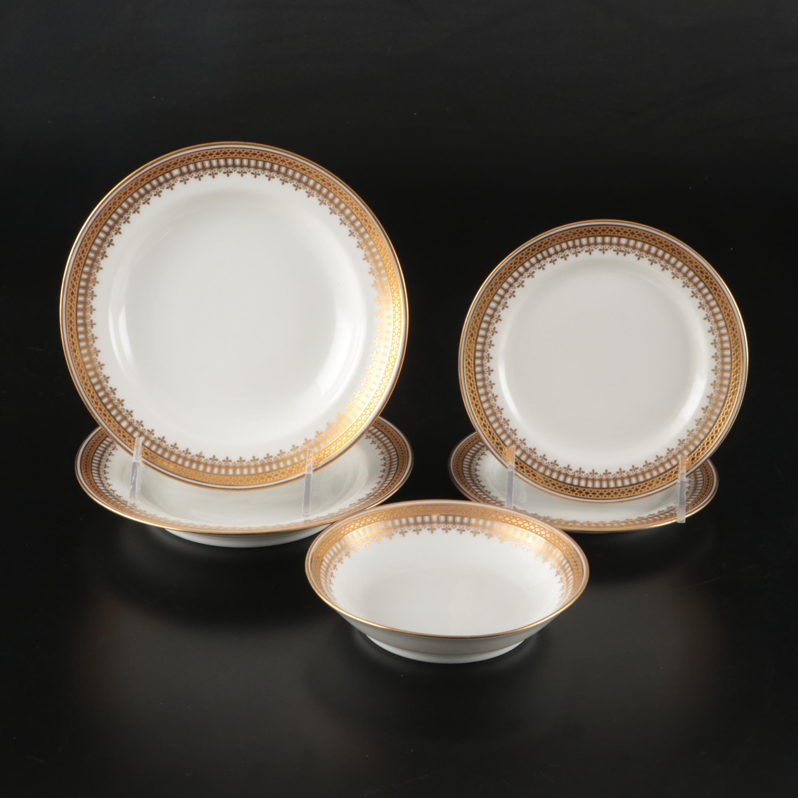 Haviland Gilt Rimmed Limoges Porcelain Dinnerware with Other Porcelain Tableware