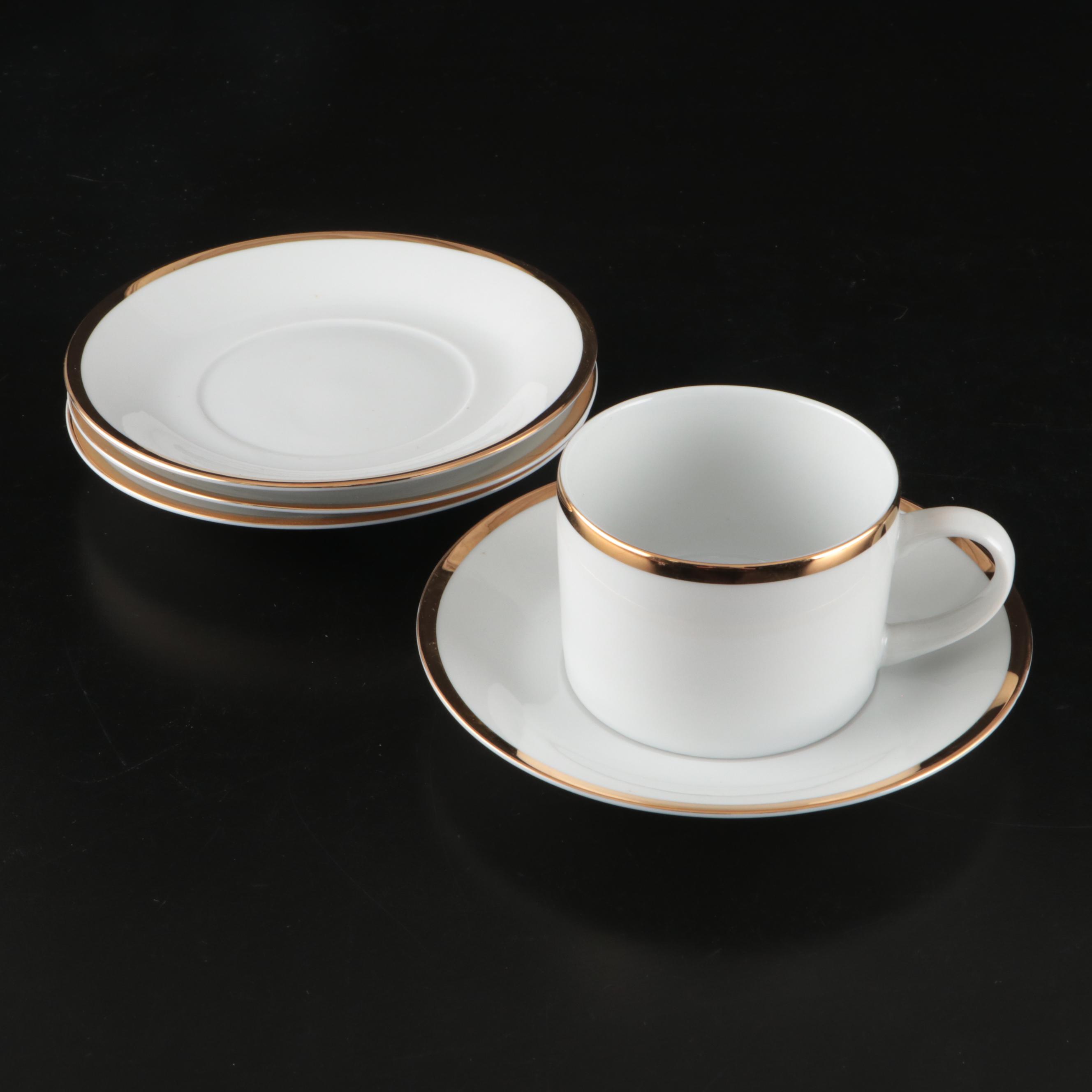 Haviland Gilt Rimmed Limoges Porcelain Dinnerware with Other Porcelain Tableware