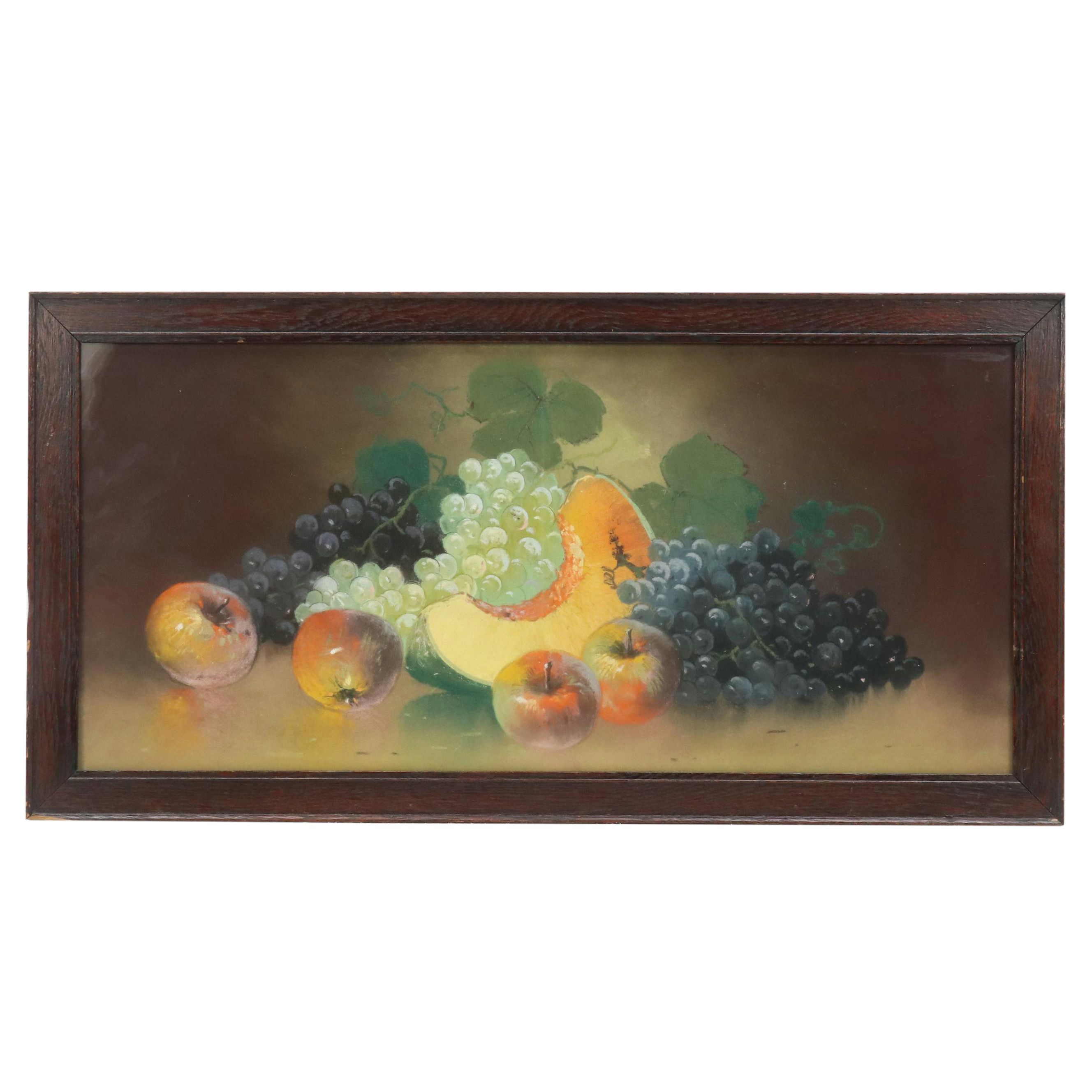 Still Life Oil Pastel Drawing of Fruit Harvest