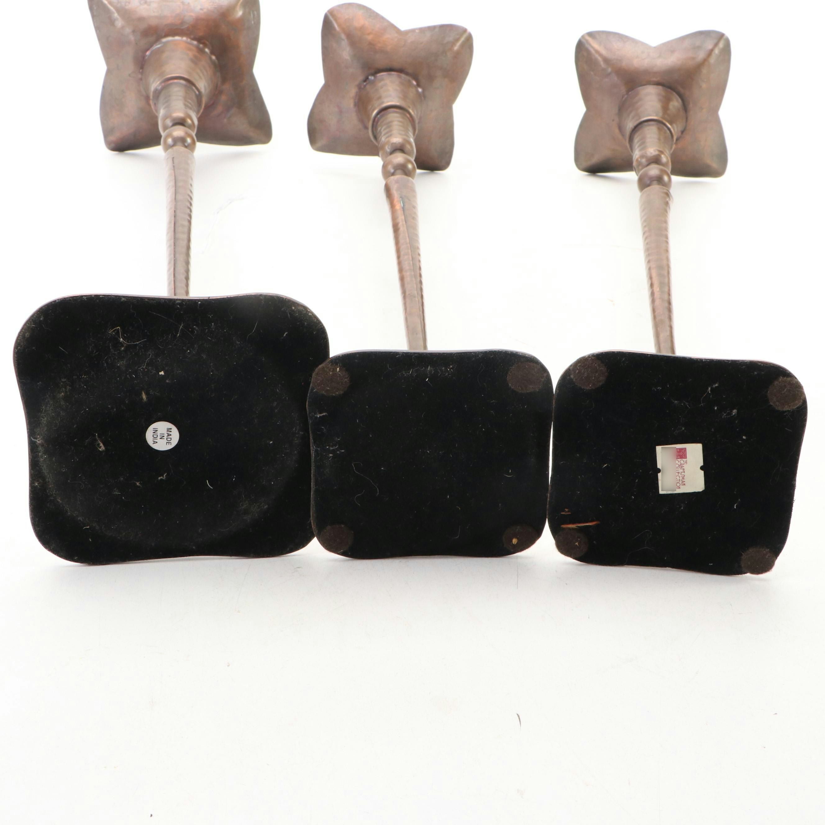 Craftsman Collection Hand-Crafted Copper Candlesticks with Assorted Candles