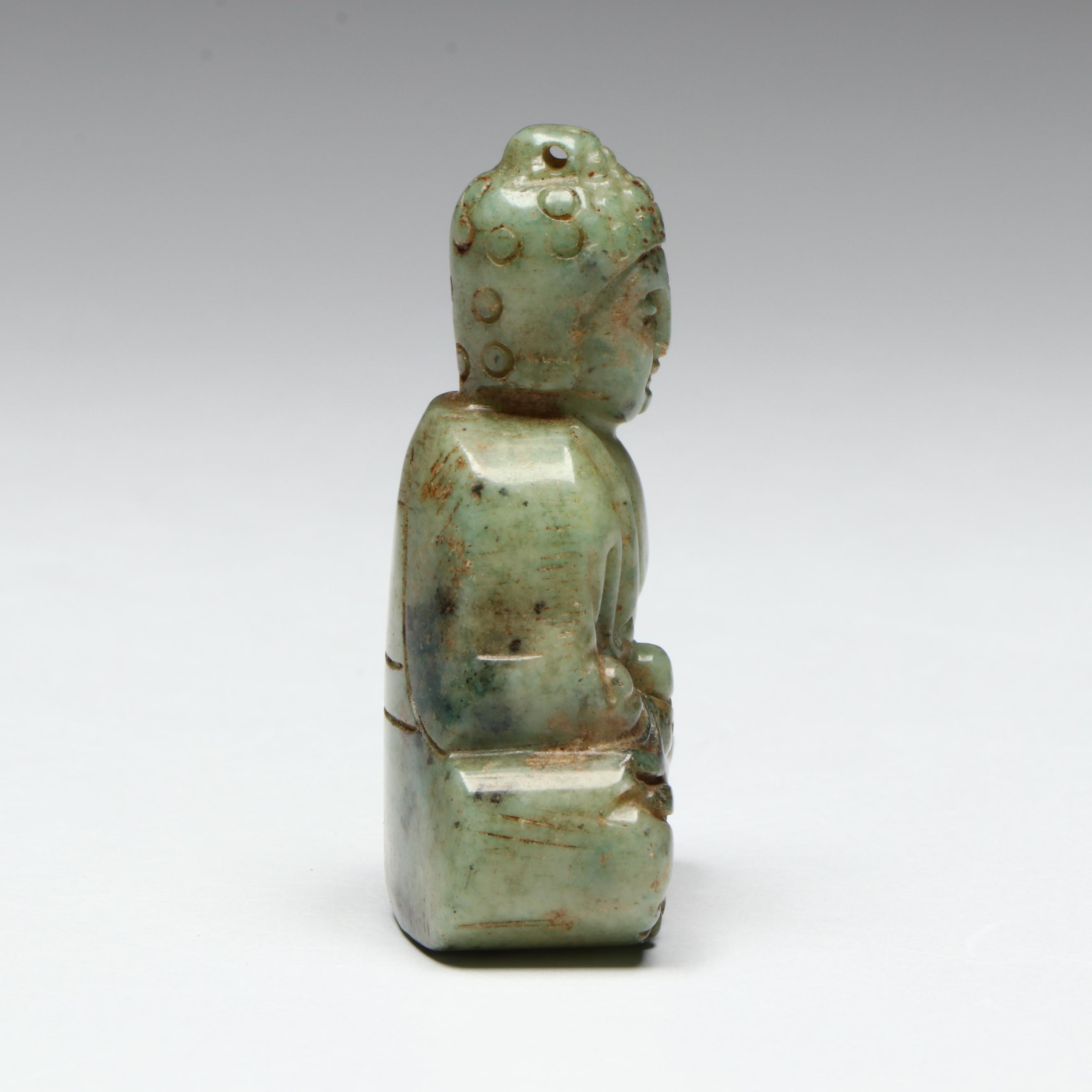 Antique Chinese Carved Jadeite Dhyana Mudra Buddha