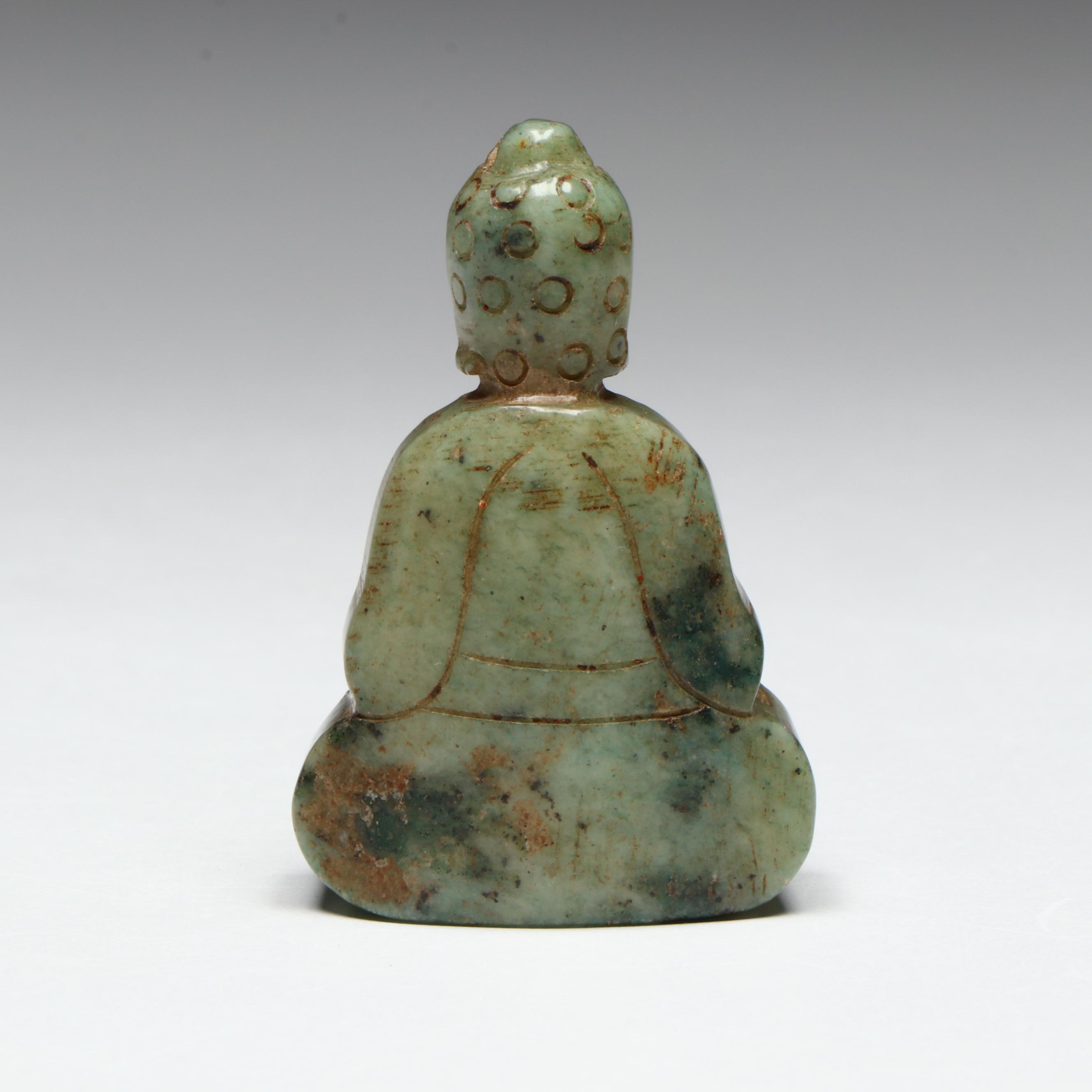 Antique Chinese Carved Jadeite Dhyana Mudra Buddha