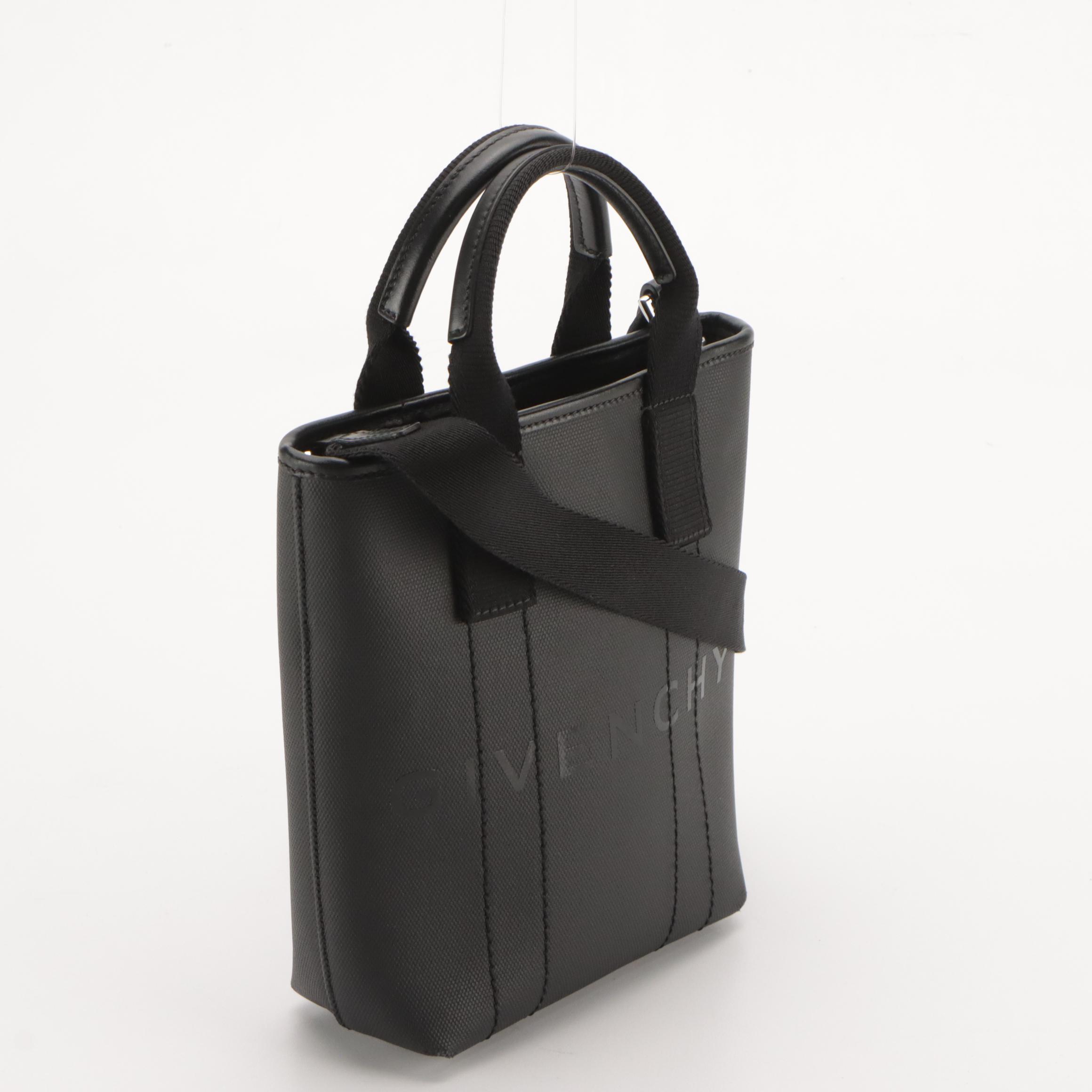 Givenchy G-Essentials Small Two-Way Tote Bag in Black Coated Canvas