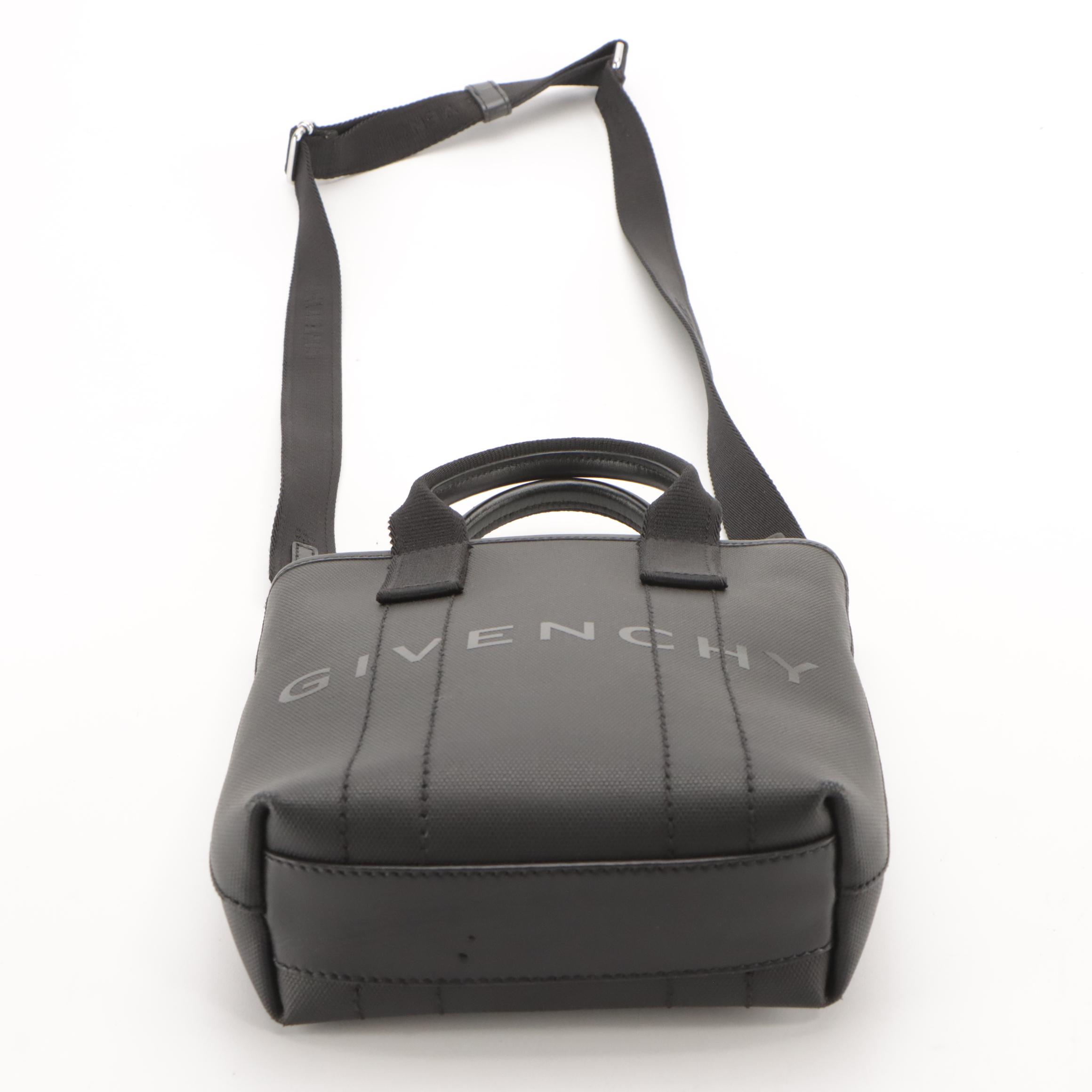 Givenchy G-Essentials Small Two-Way Tote Bag in Black Coated Canvas
