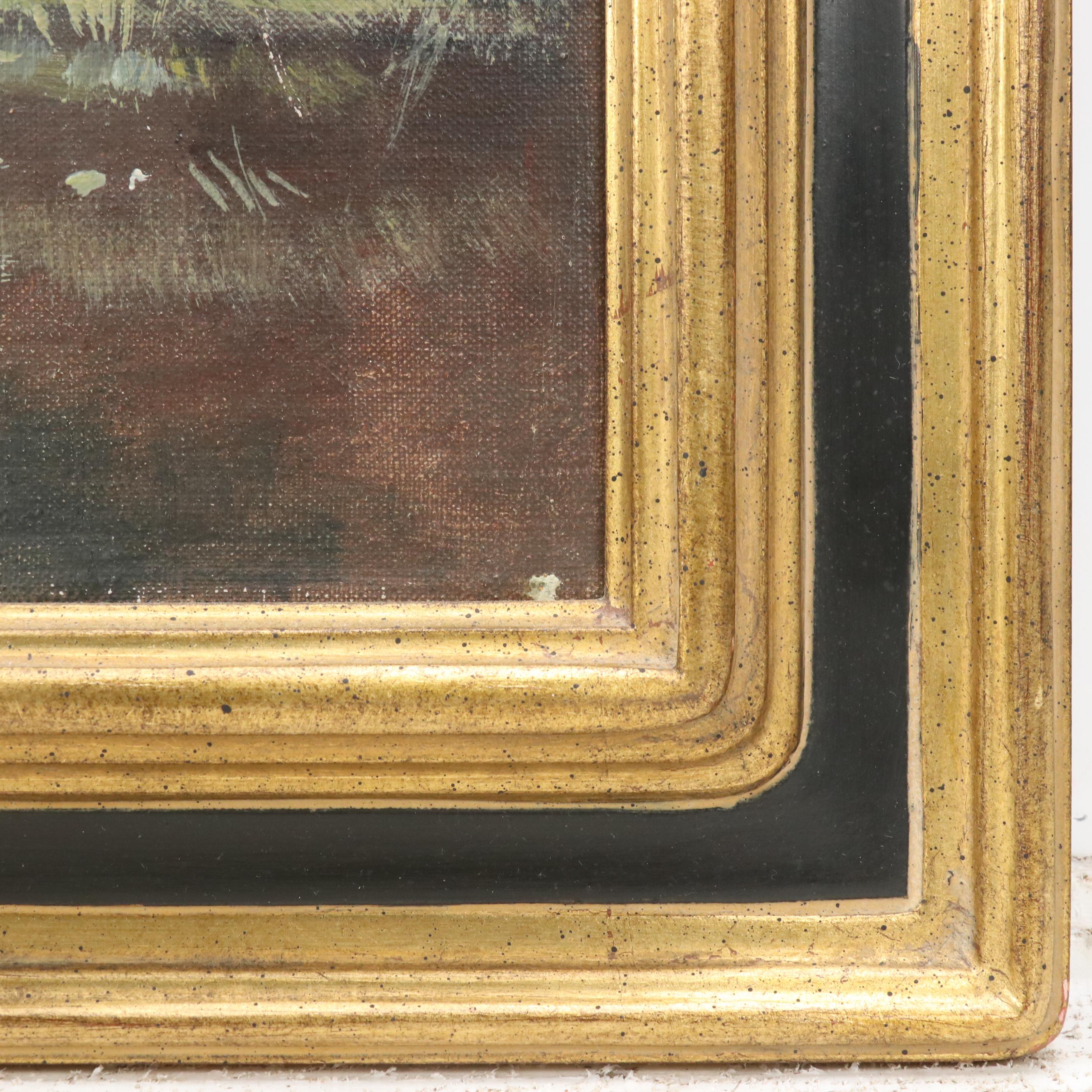 Robert Verheijen Oil Painting Dutch Canal Scene with Boats, Early to Mid-20th C.