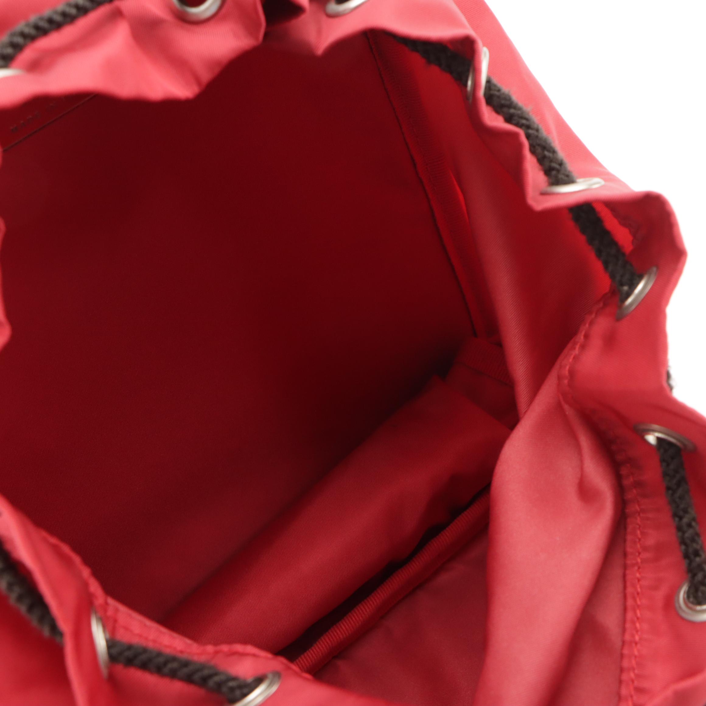 Prada Front Pocket Drawstring Backpack in Red Tessuto Nylon and Canvas