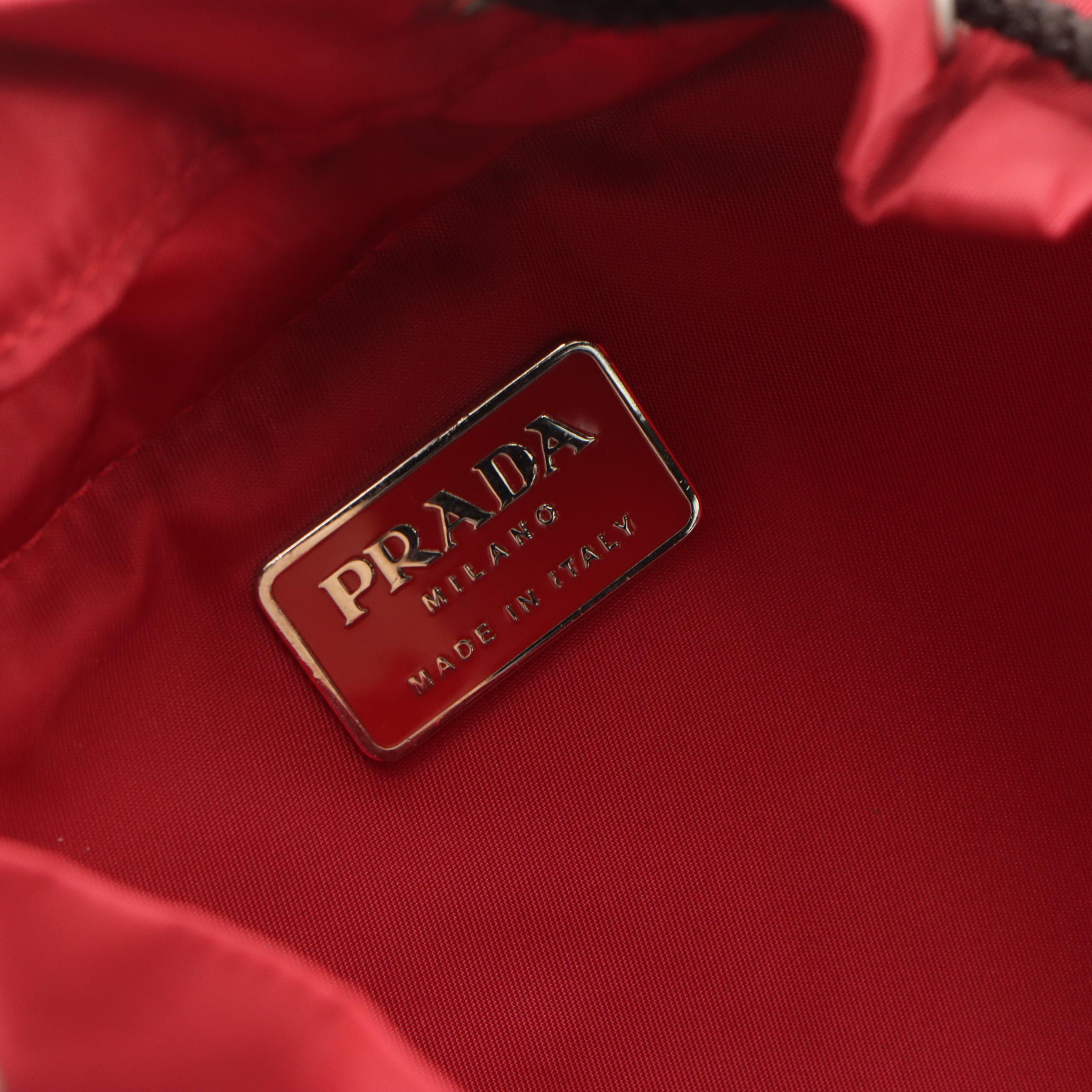 Prada Front Pocket Drawstring Backpack in Red Tessuto Nylon and Canvas