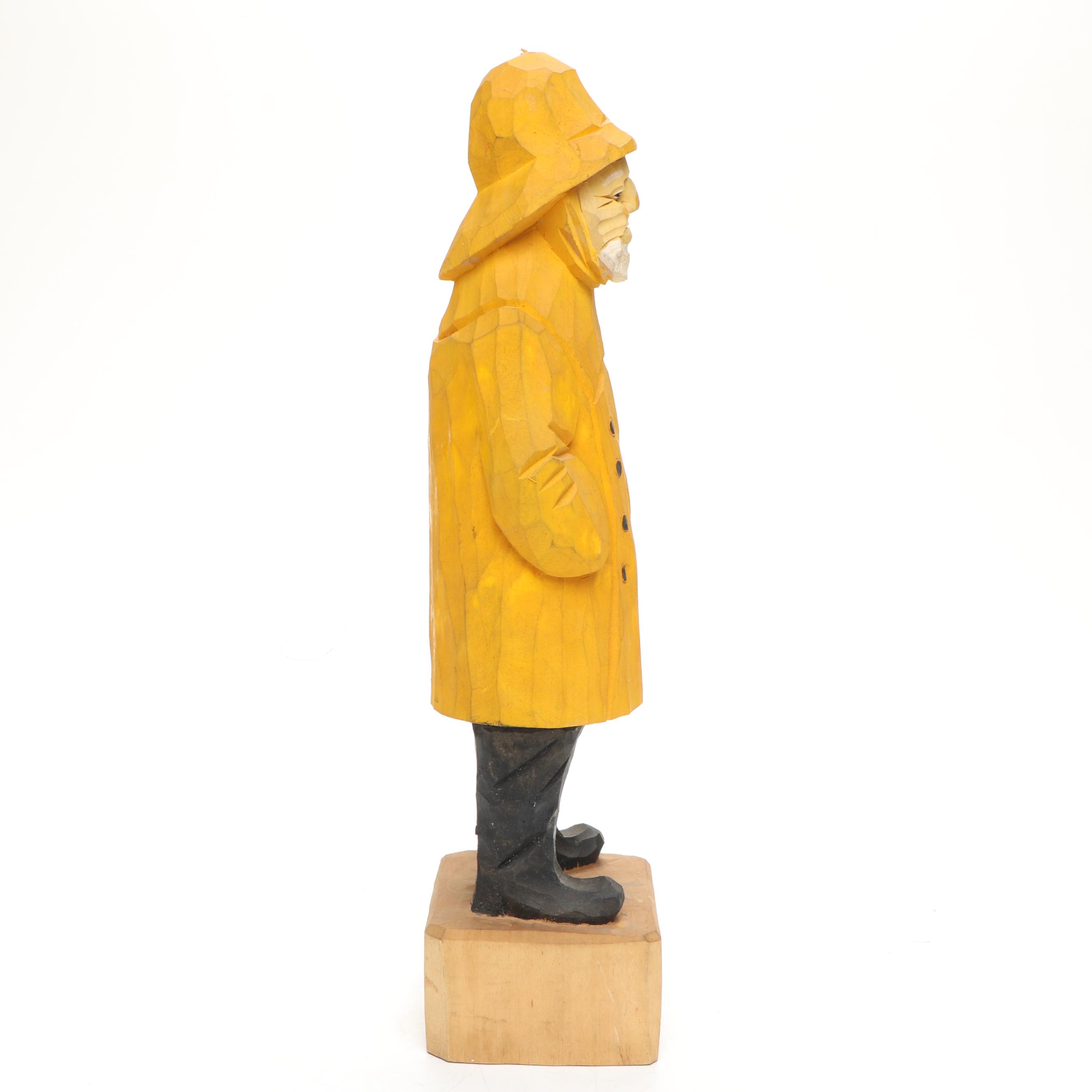 Carving of Ship's Captain with Horse Head Lamp, Late 20th Century