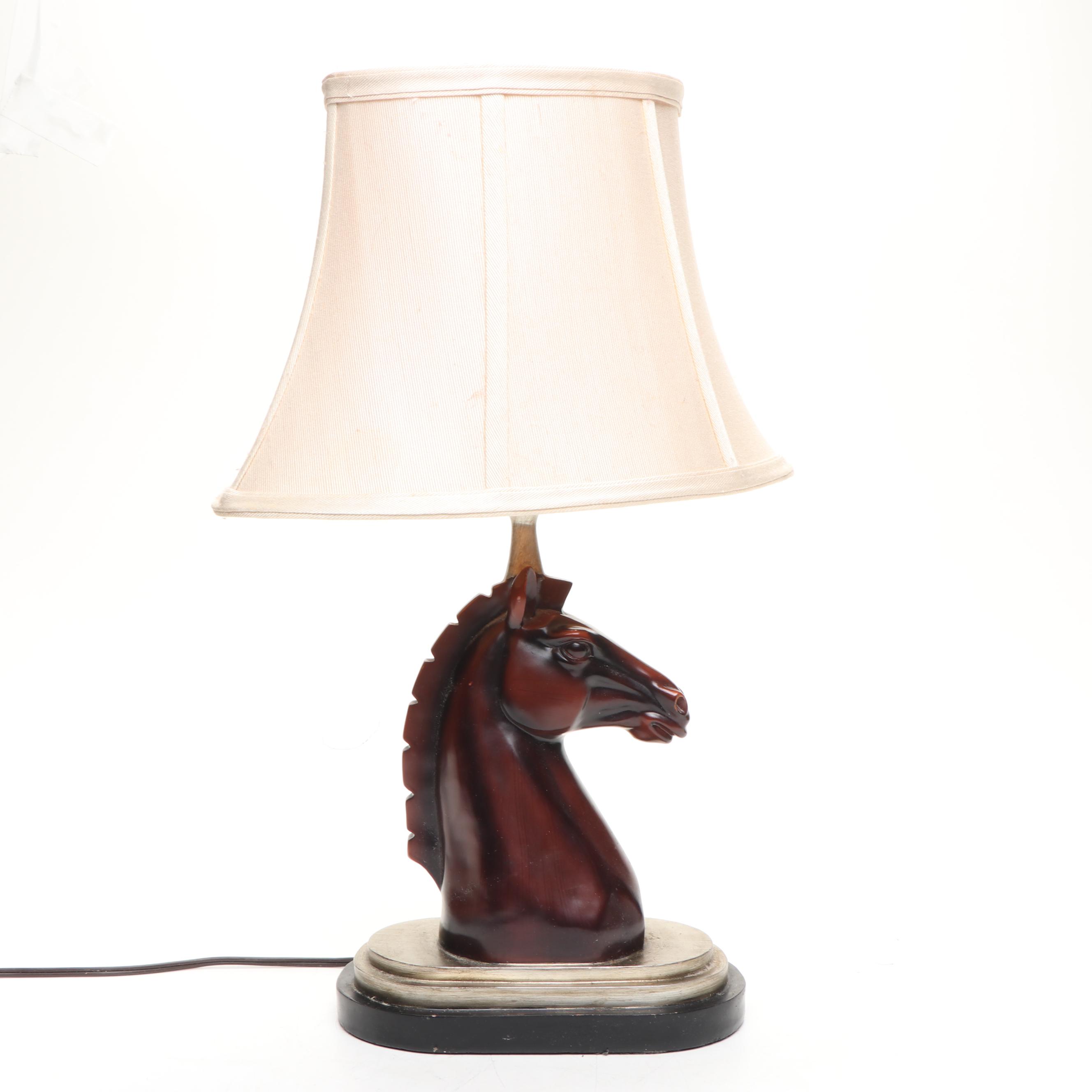 Carving of Ship's Captain with Horse Head Lamp, Late 20th Century